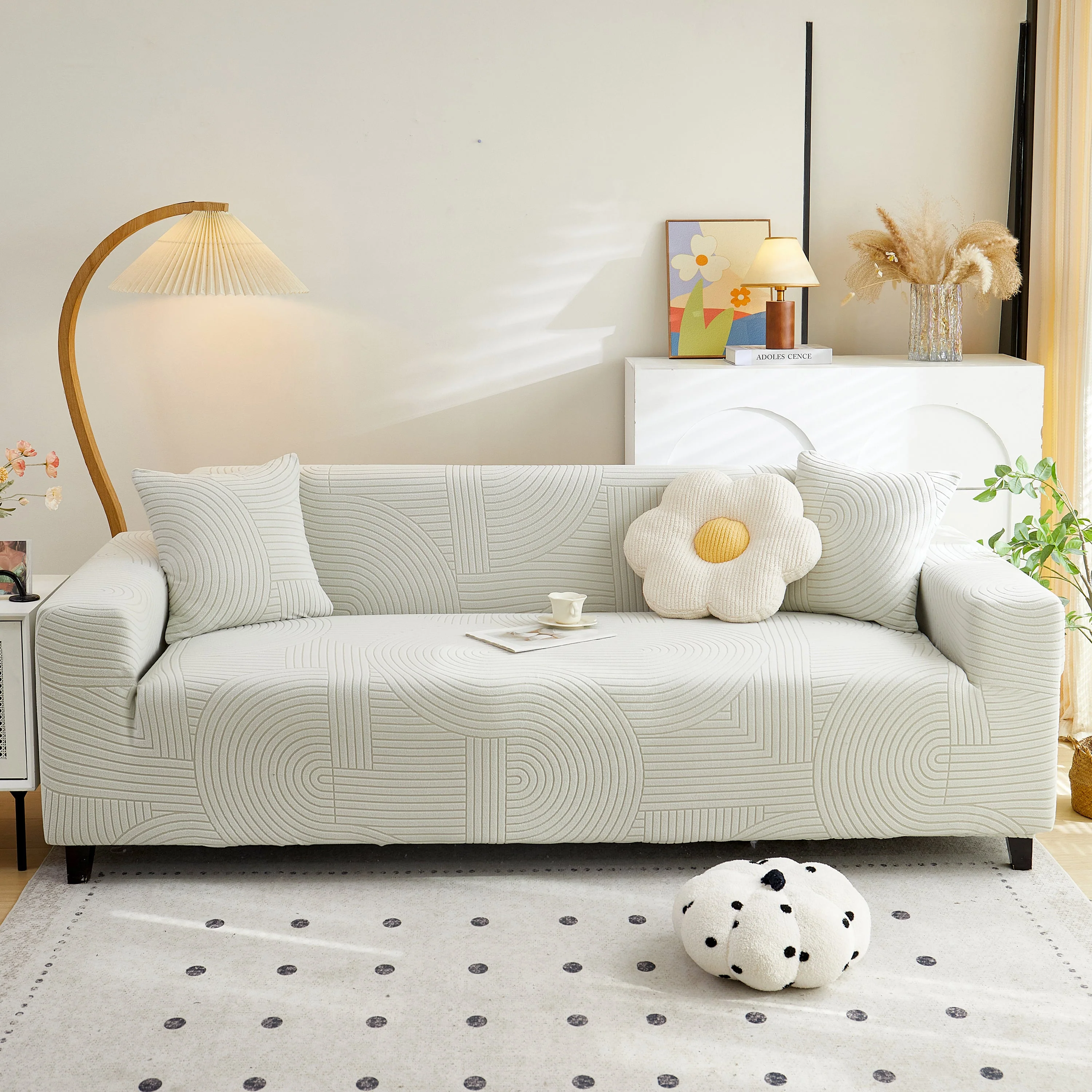 Fleece Stretch Sofa Slipcover Washable Soft Spandex Couch Cover Furniture Protector - Image 45