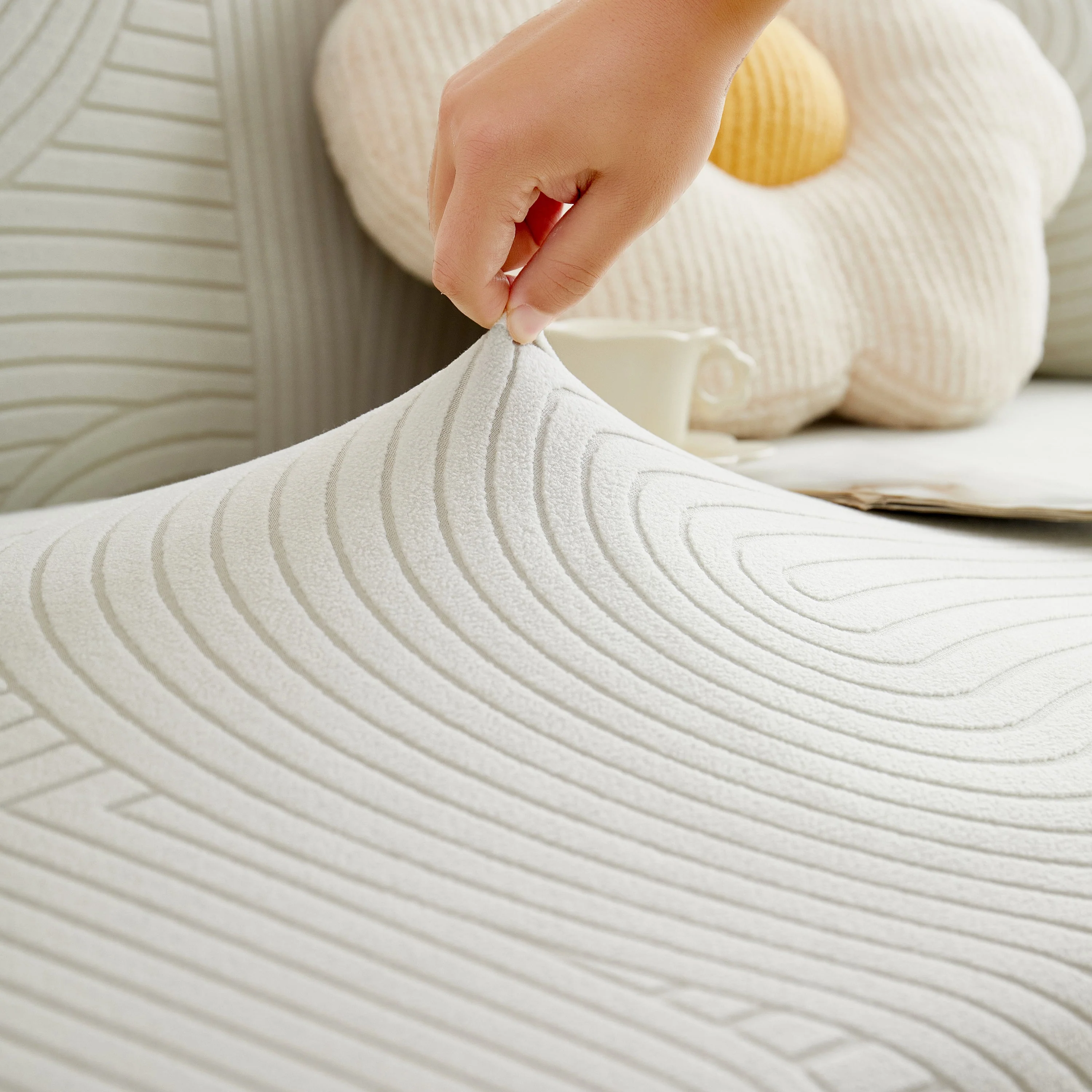 Fleece Stretch Sofa Slipcover Washable Soft Spandex Couch Cover Furniture Protector - Image 48