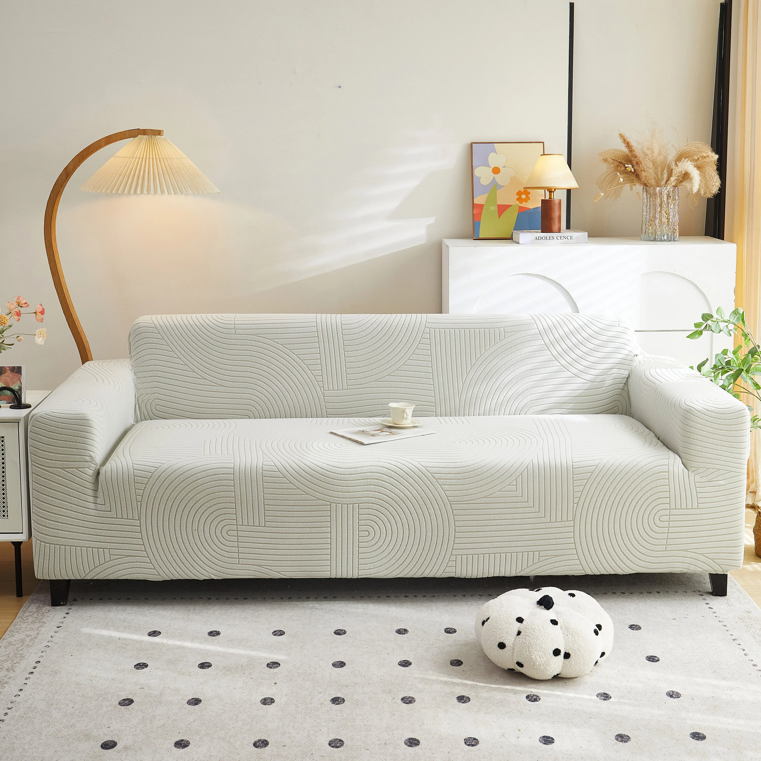 Fleece Stretch Sofa Slipcover Washable Soft Spandex Couch Cover Furniture Protector - Image 61