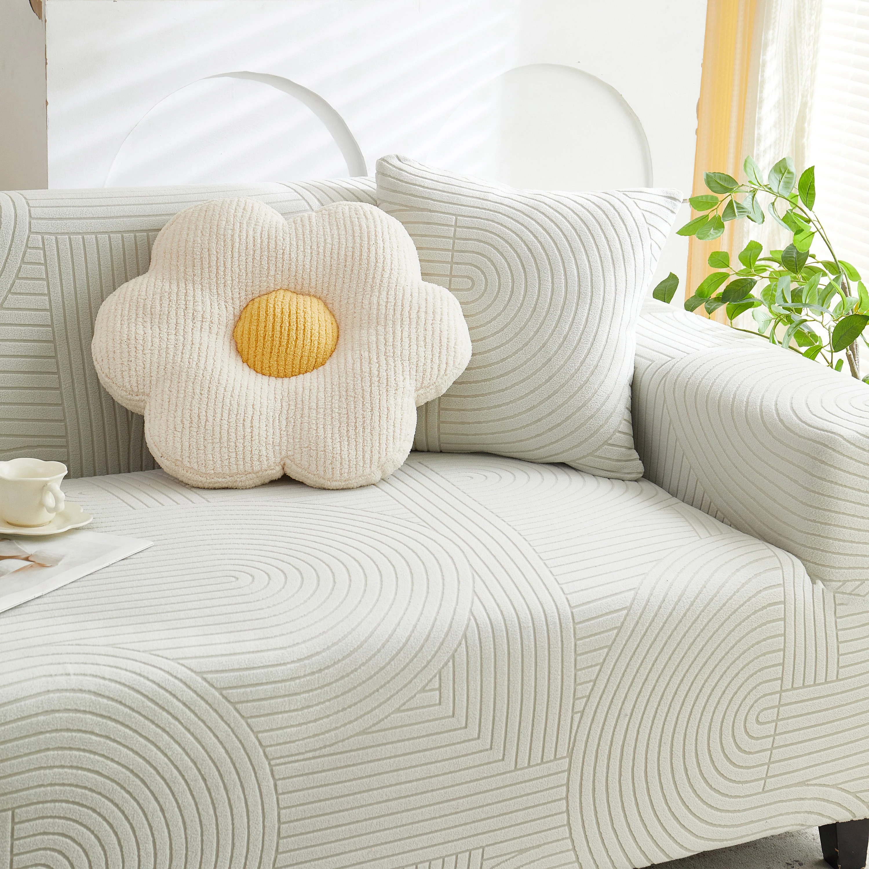 Fleece Stretch Sofa Slipcover Washable Soft Spandex Couch Cover Furniture Protector - Image 62