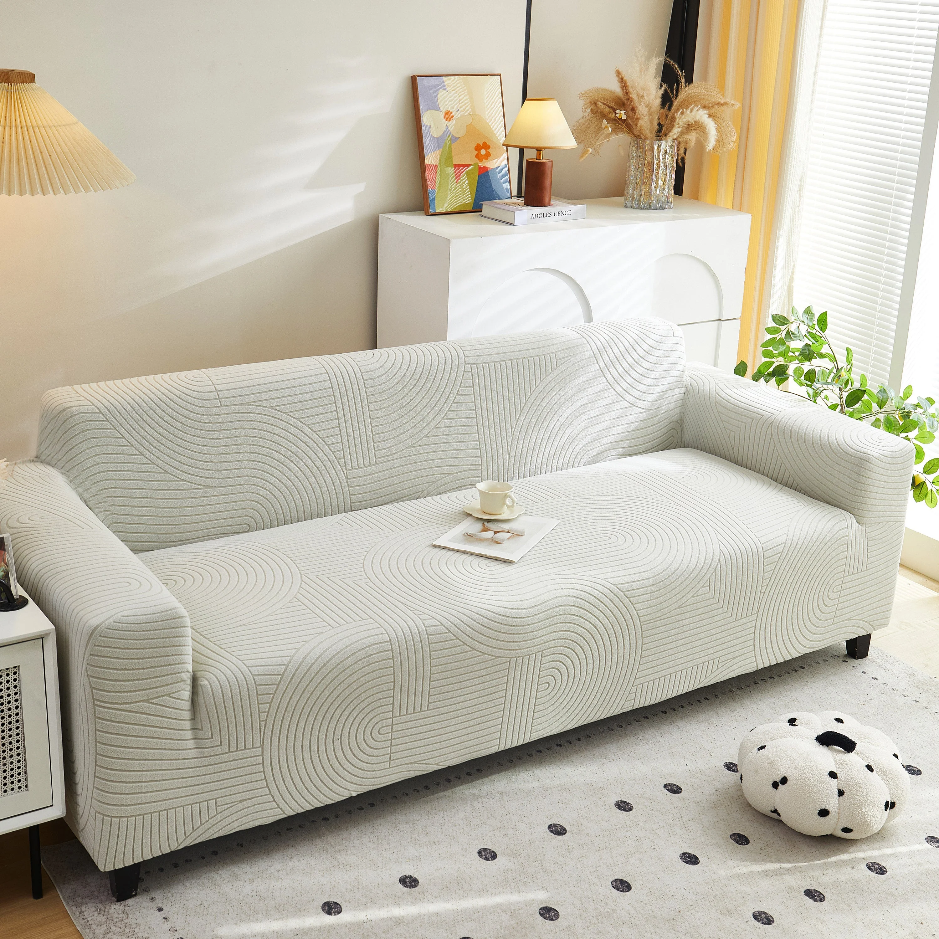 Fleece Stretch Sofa Slipcover Washable Soft Spandex Couch Cover Furniture Protector - Image 63