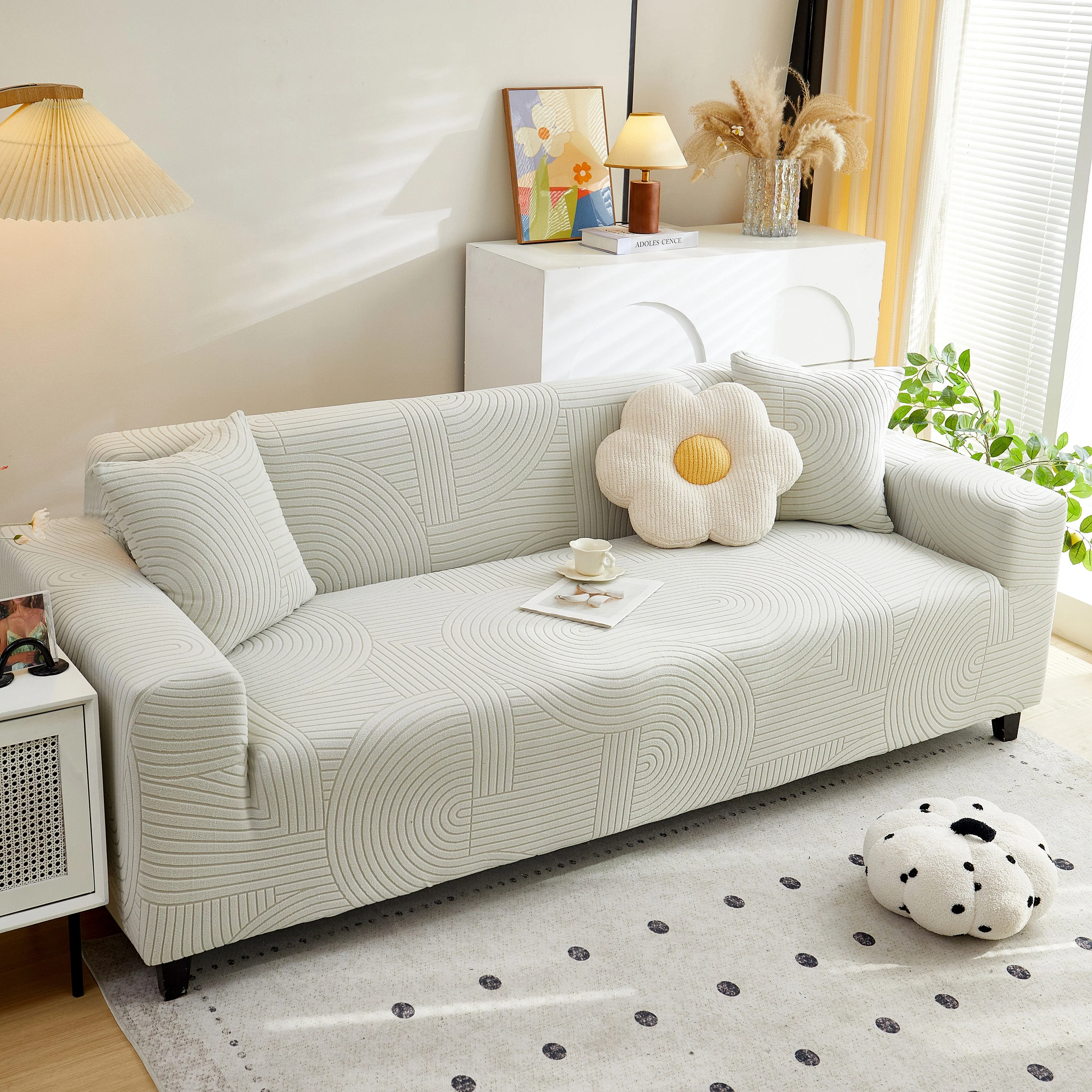 Fleece Stretch Sofa Slipcover Washable Soft Spandex Couch Cover Furniture Protector - Image 64