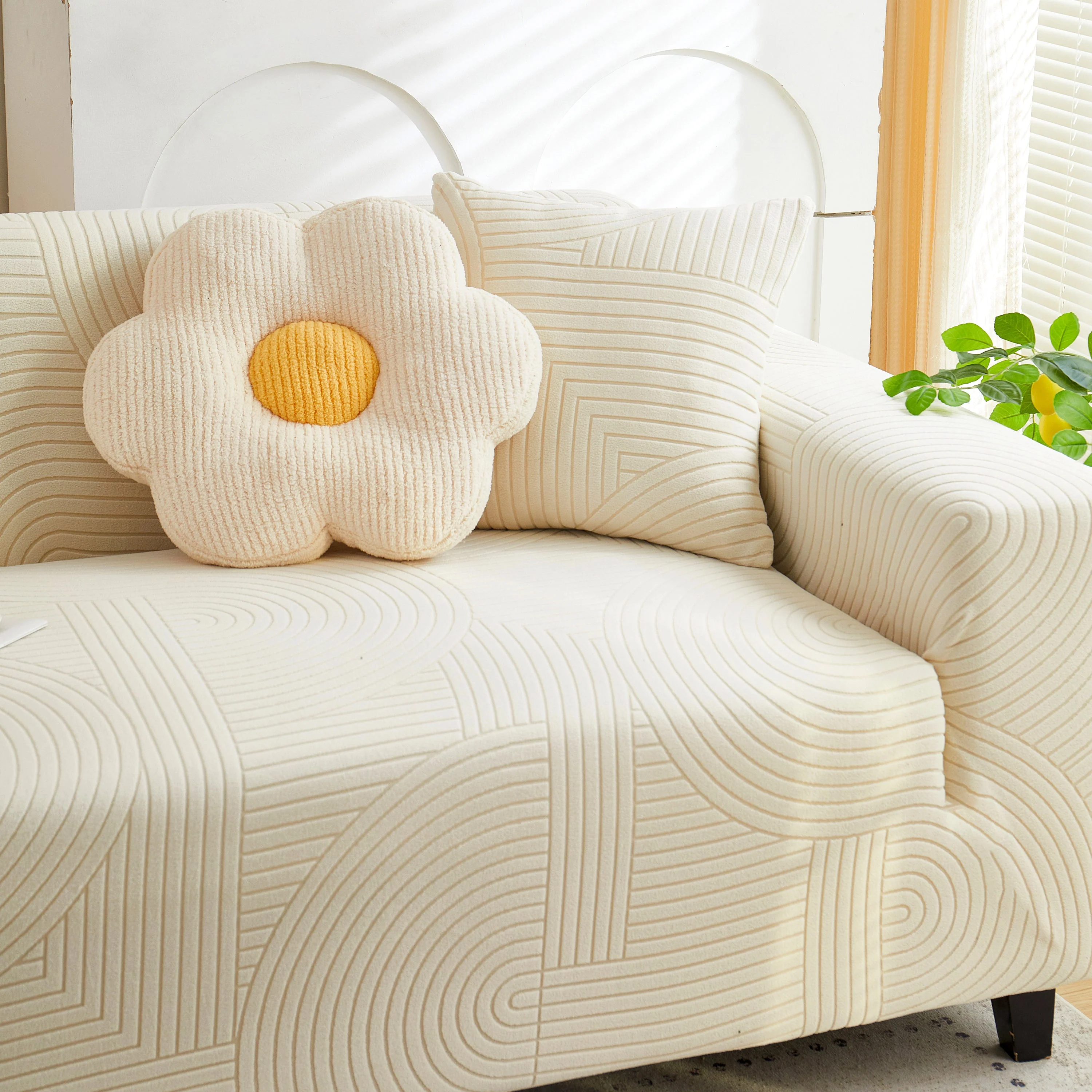 Fleece Stretch Sofa Slipcover Washable Soft Spandex Couch Cover Furniture Protector - Image 7