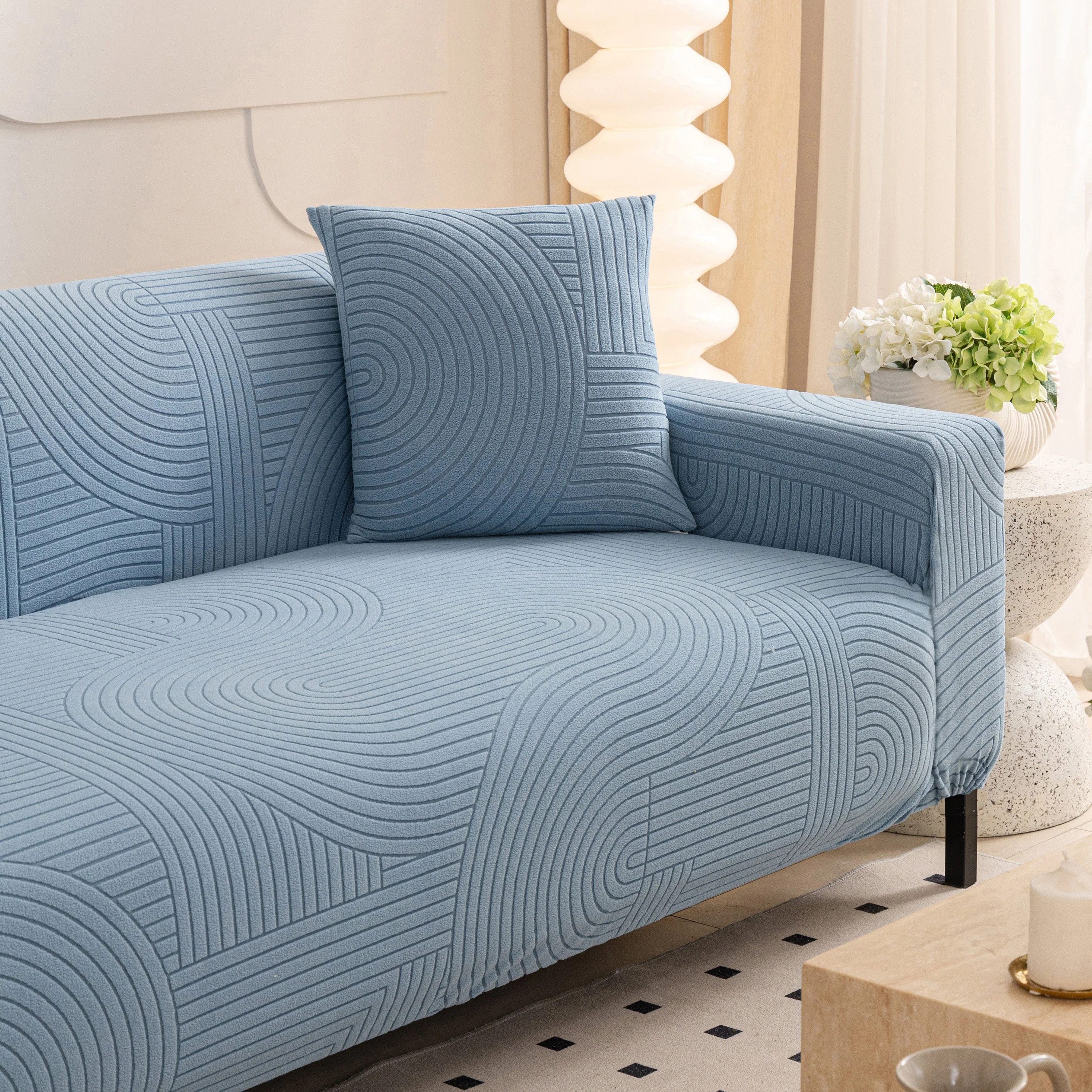 Fleece Stretch Sofa Slipcover Washable Soft Spandex Couch Cover Furniture Protector - Image 71