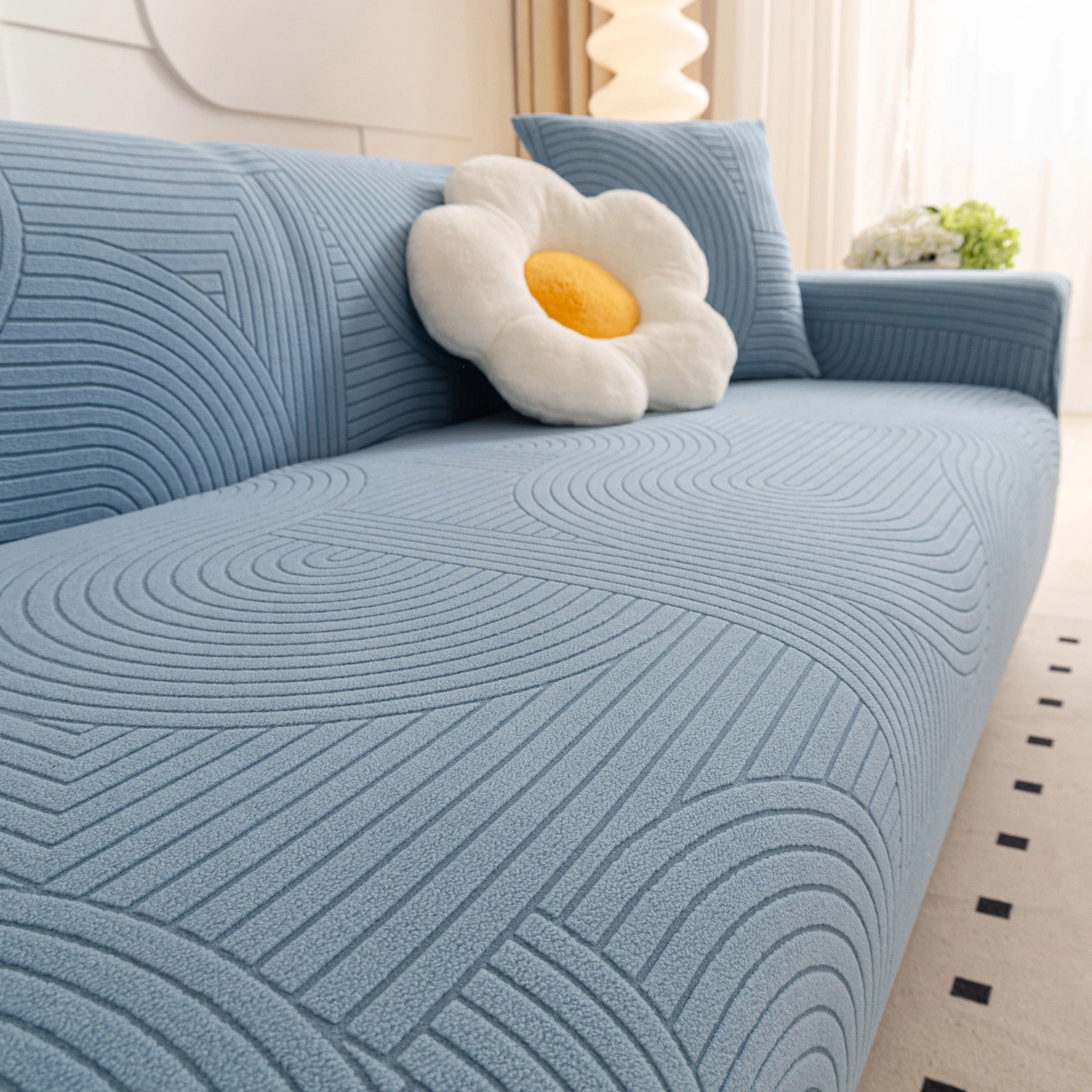 Fleece Stretch Sofa Slipcover Washable Soft Spandex Couch Cover Furniture Protector - Image 75