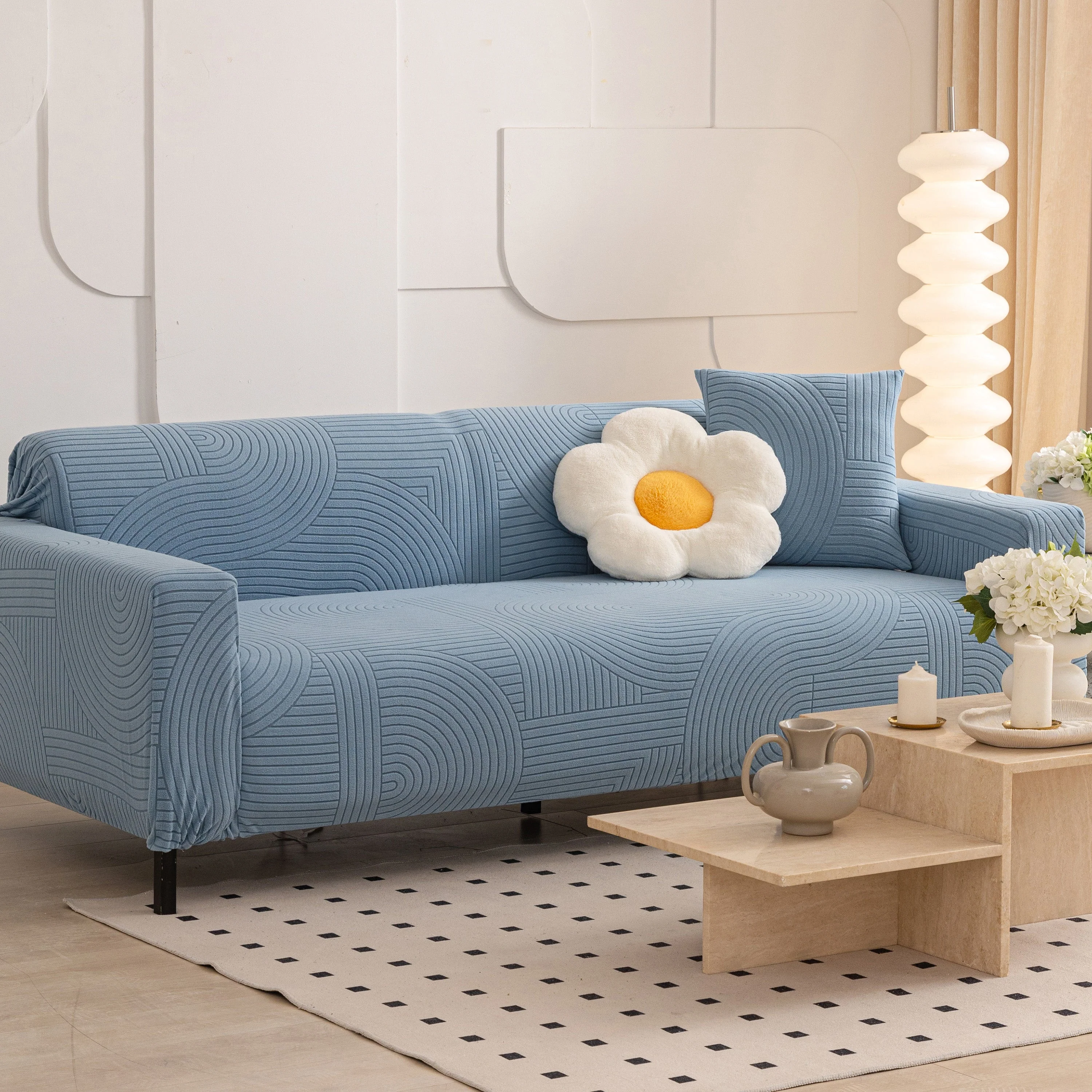 Fleece Stretch Sofa Slipcover Washable Soft Spandex Couch Cover Furniture Protector - Image 77