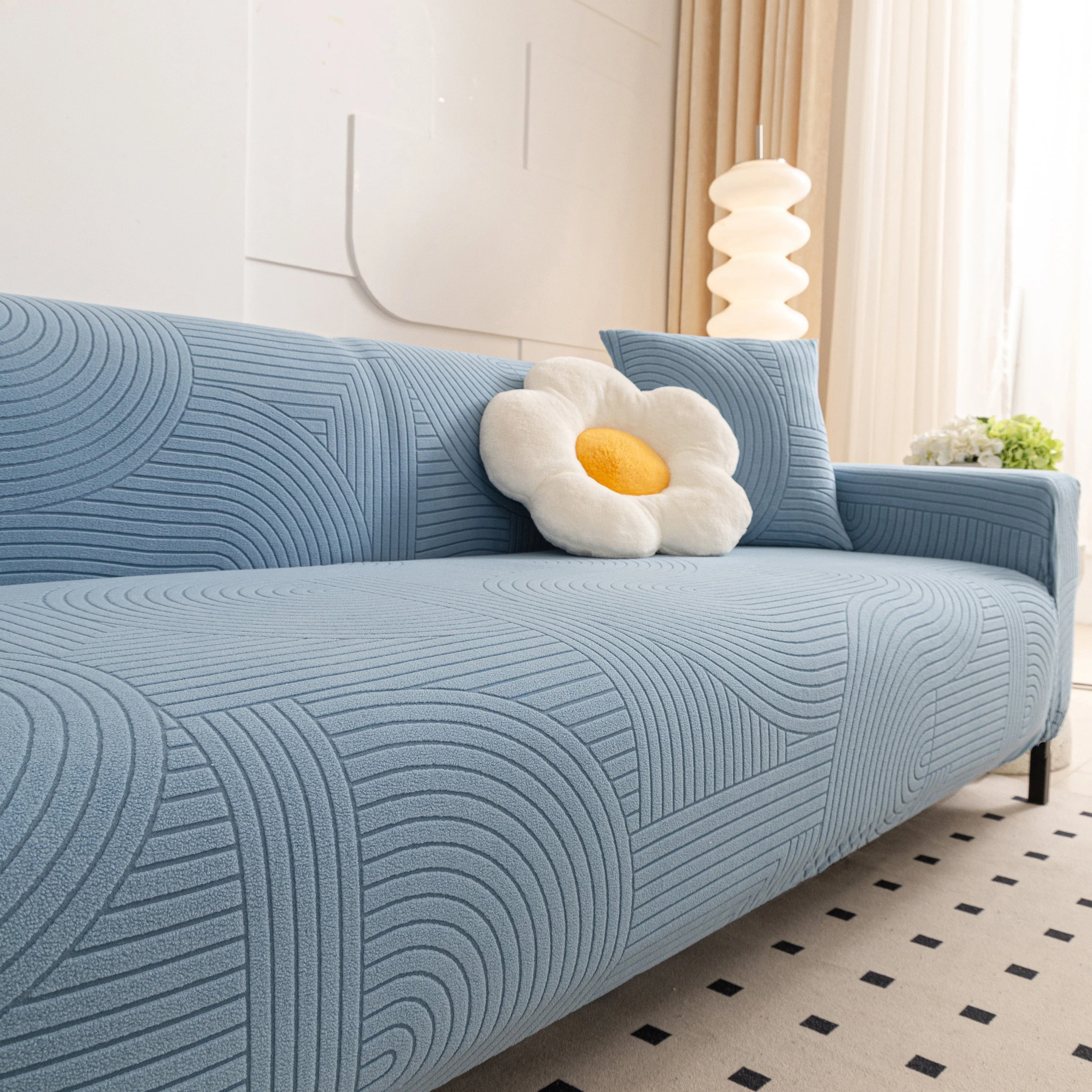 Fleece Stretch Sofa Slipcover Washable Soft Spandex Couch Cover Furniture Protector - Image 78