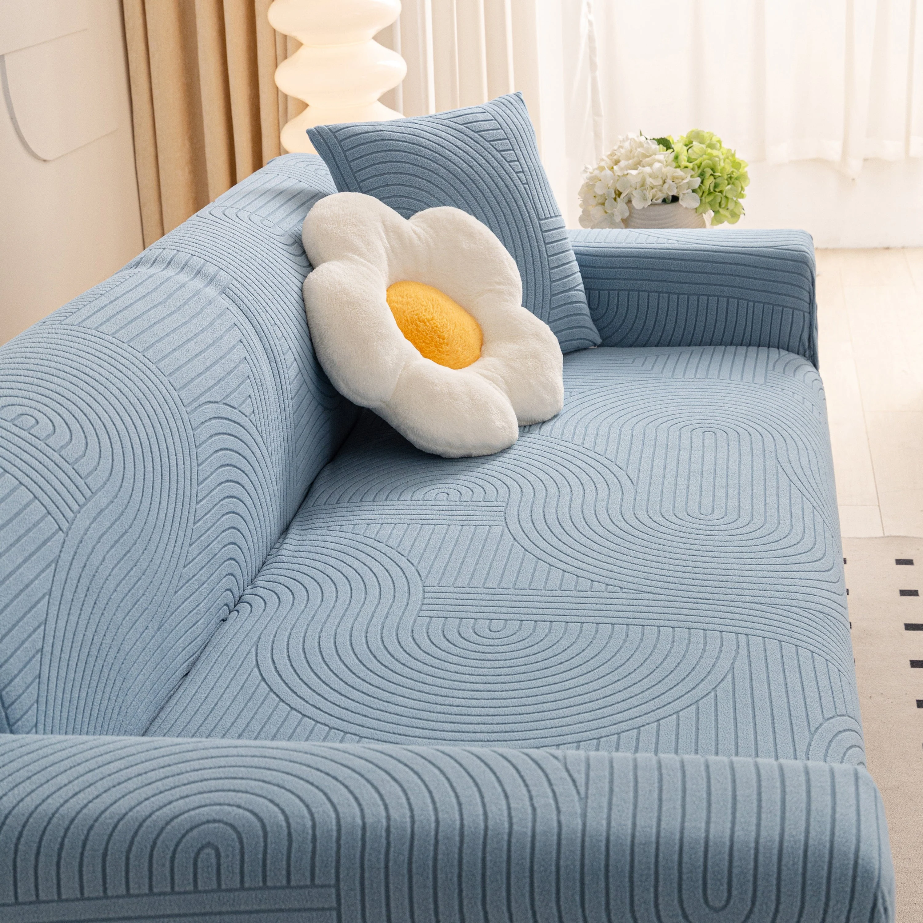 Fleece Stretch Sofa Slipcover Washable Soft Spandex Couch Cover Furniture Protector - Image 79