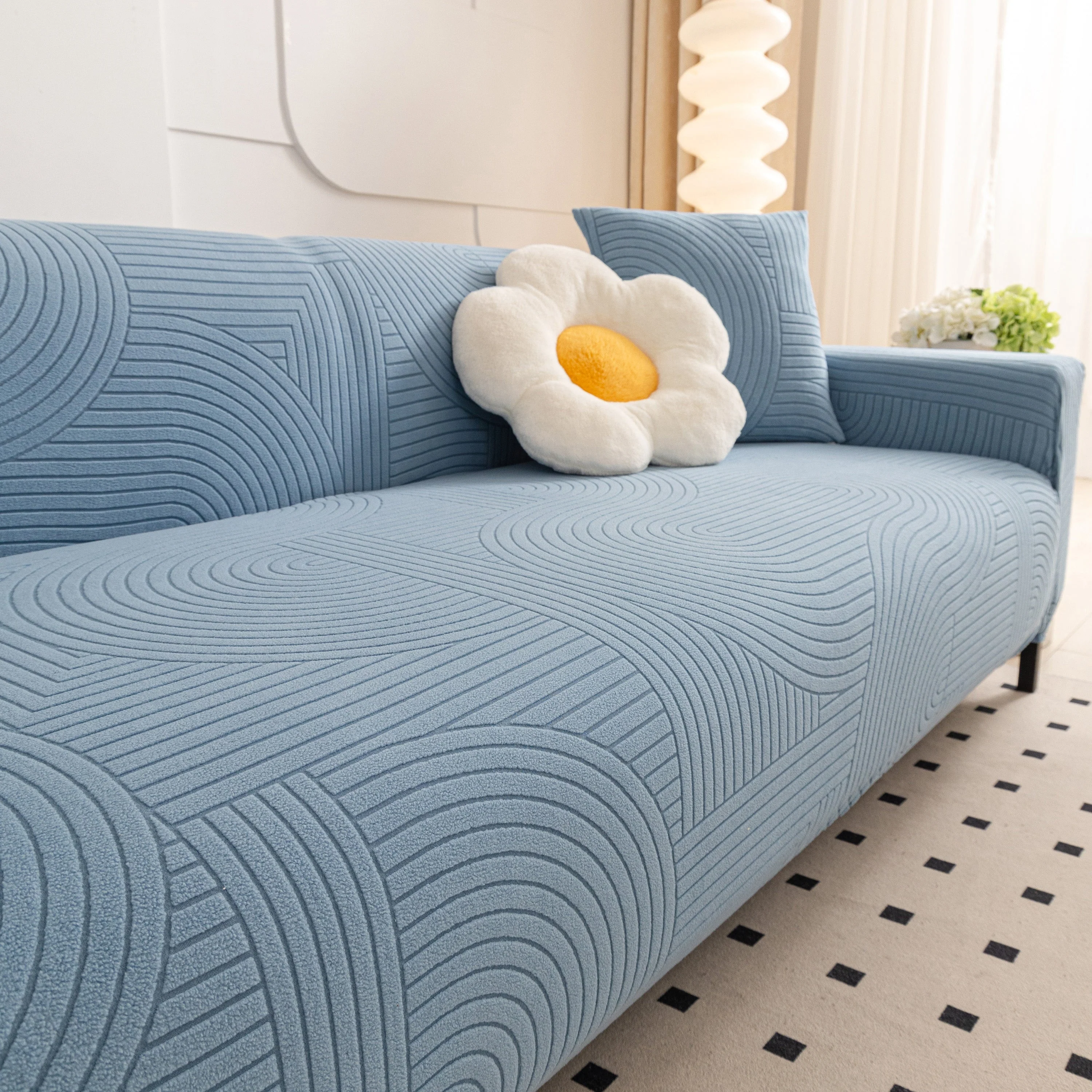 Fleece Stretch Sofa Slipcover Washable Soft Spandex Couch Cover Furniture Protector - Image 81
