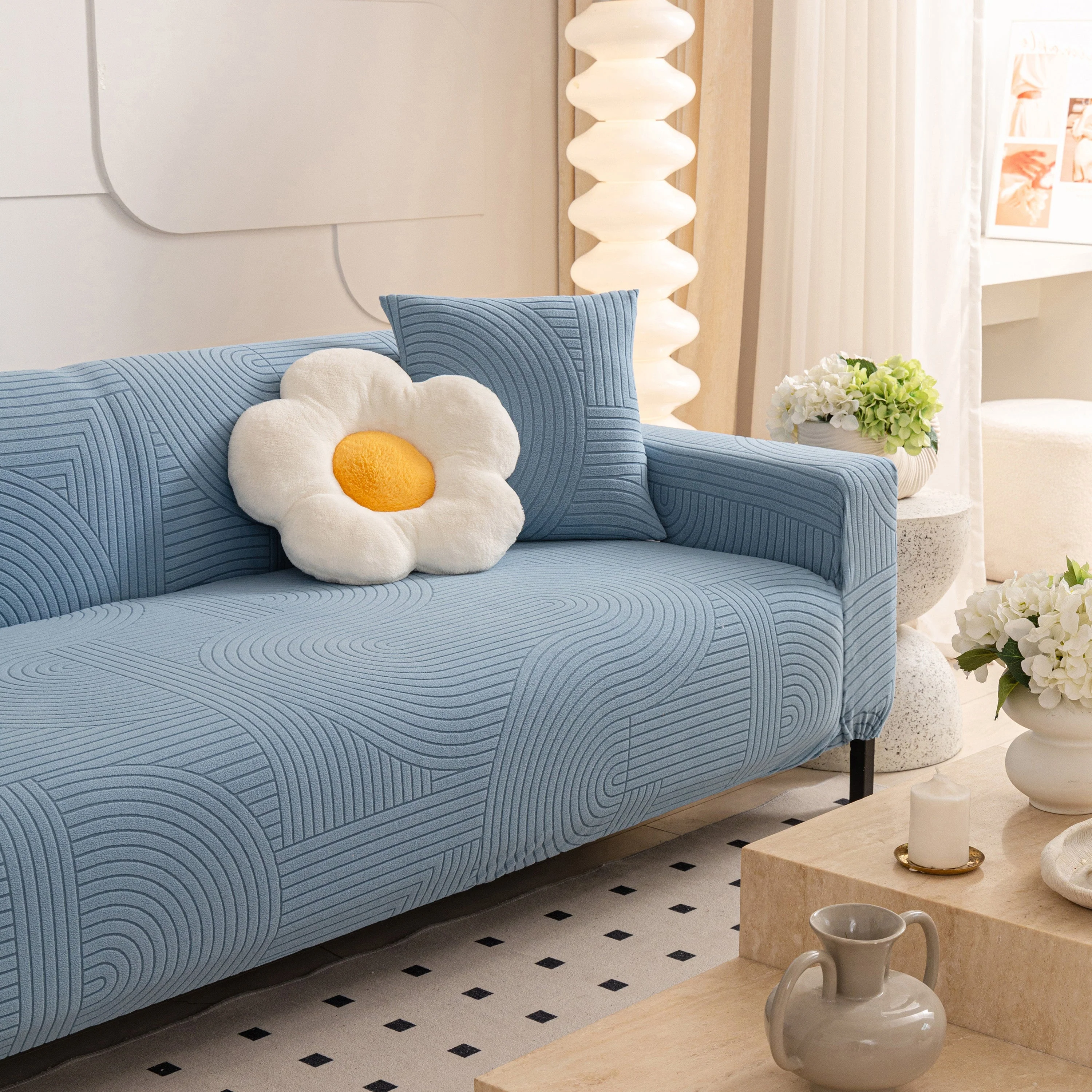Fleece Stretch Sofa Slipcover Washable Soft Spandex Couch Cover Furniture Protector - Image 82
