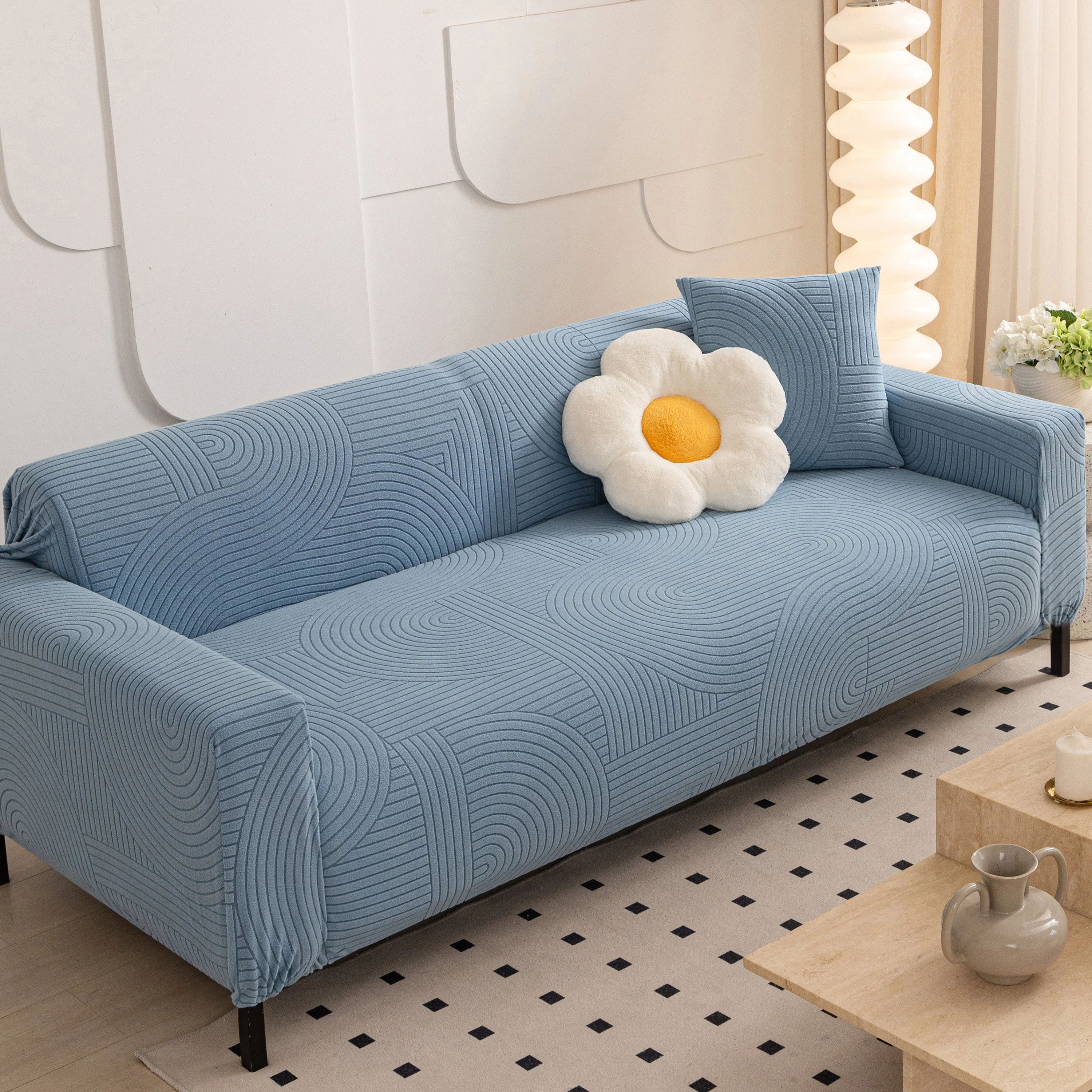 Fleece Stretch Sofa Slipcover Washable Soft Spandex Couch Cover Furniture Protector - Image 83