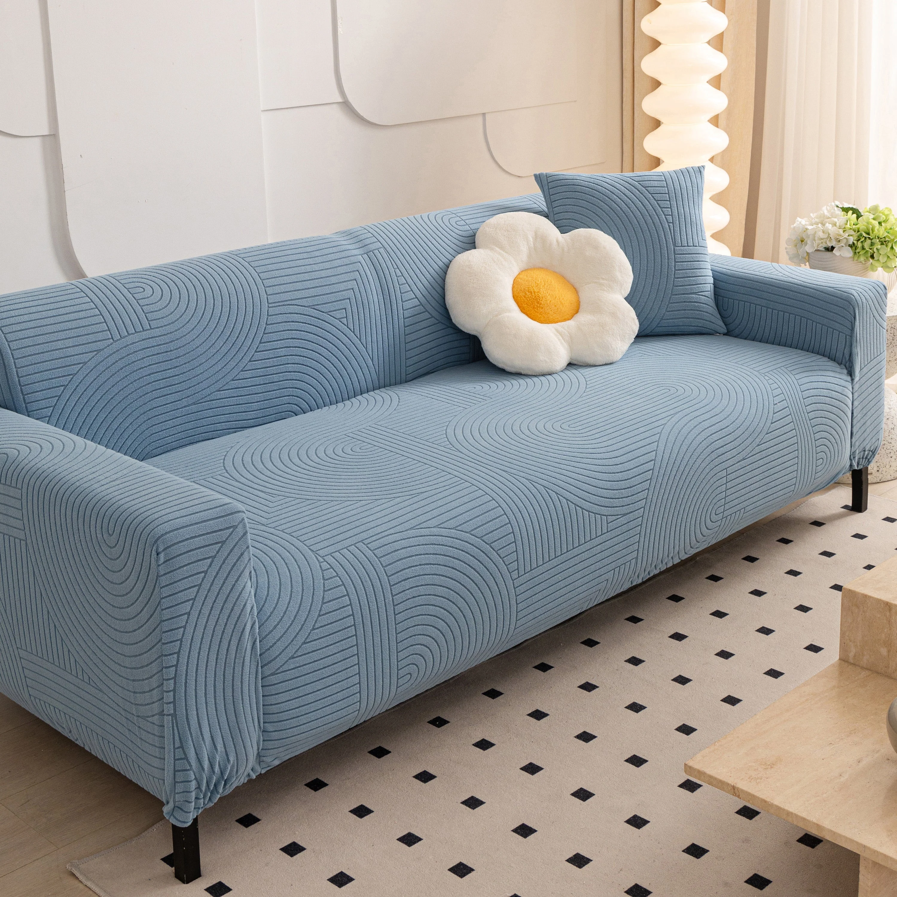 Fleece Stretch Sofa Slipcover Washable Soft Spandex Couch Cover Furniture Protector - Image 84