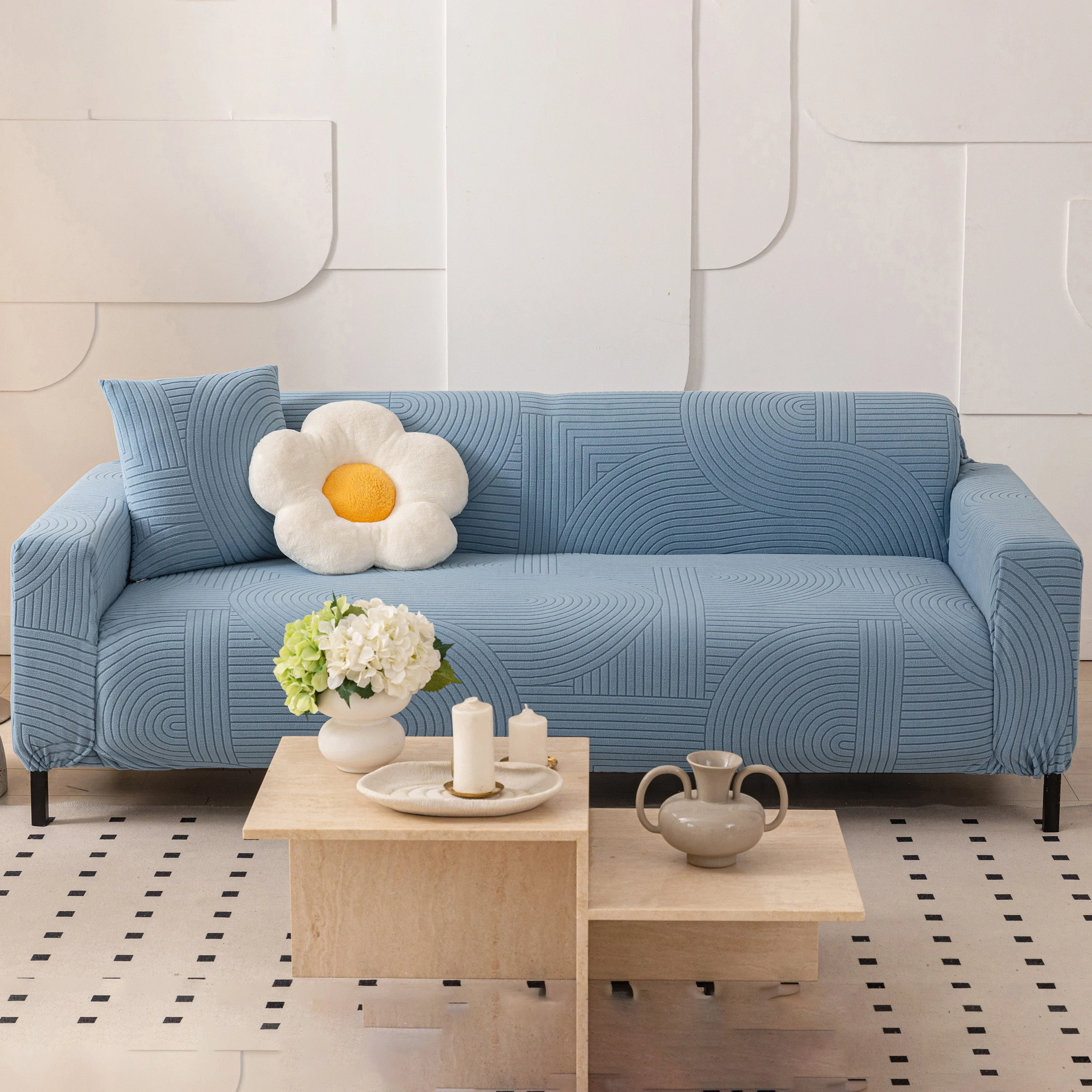 Fleece Stretch Sofa Slipcover Washable Soft Spandex Couch Cover Furniture Protector - Image 85