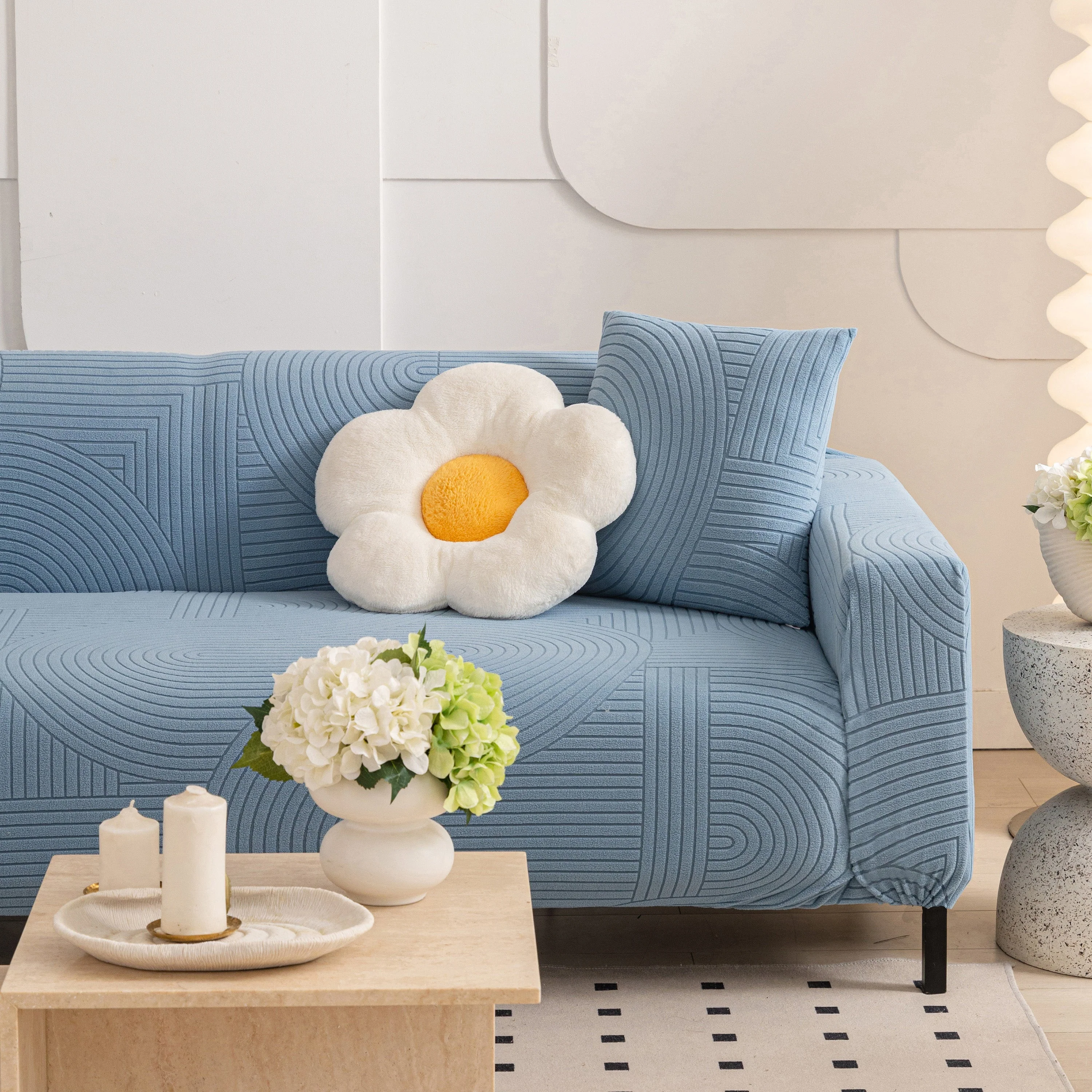 Fleece Stretch Sofa Slipcover Washable Soft Spandex Couch Cover Furniture Protector - Image 86