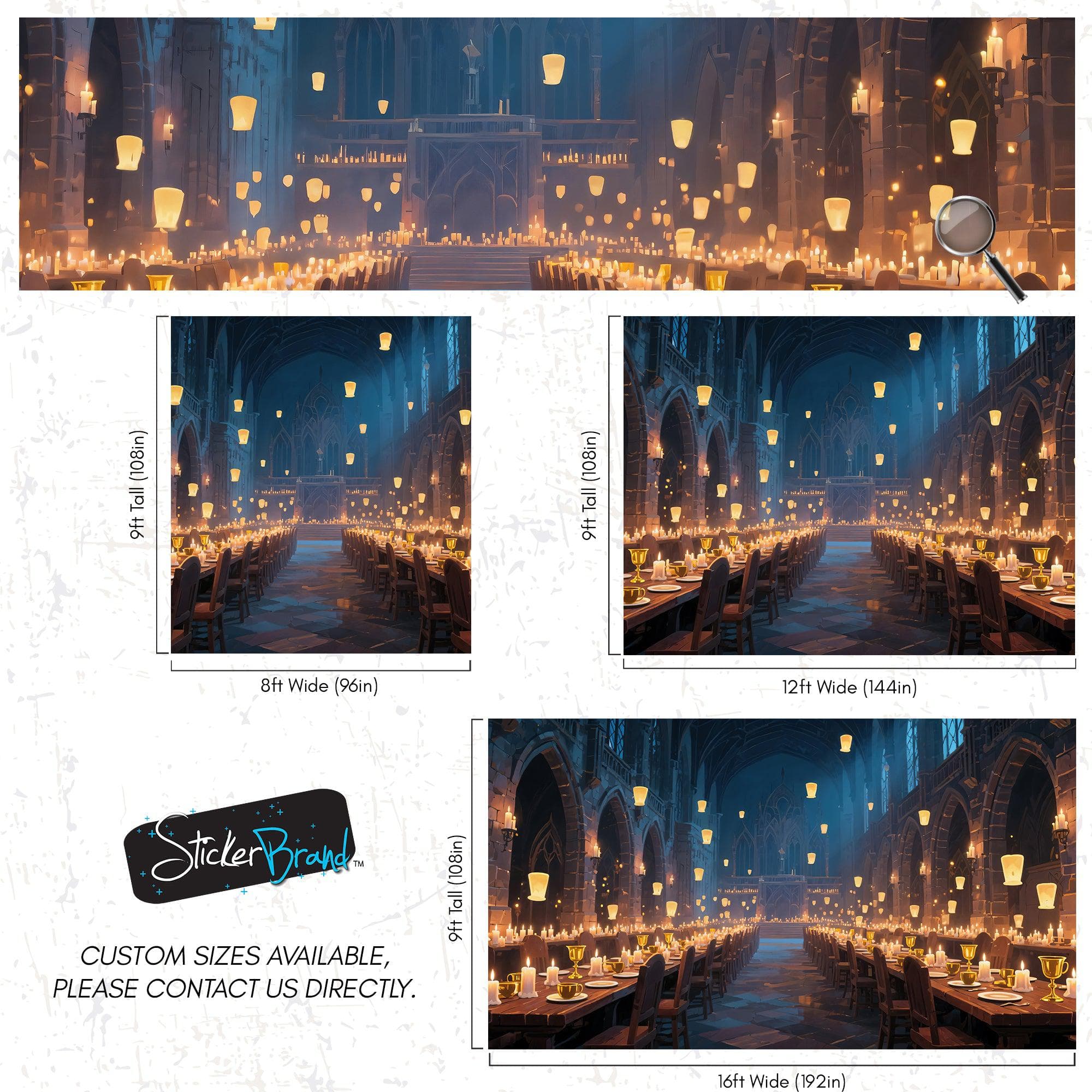 Floating Candles Great Hall Wallpaper Mural. Wizardly Dining Room Ambiance Wall Art. #6984 - Image 10