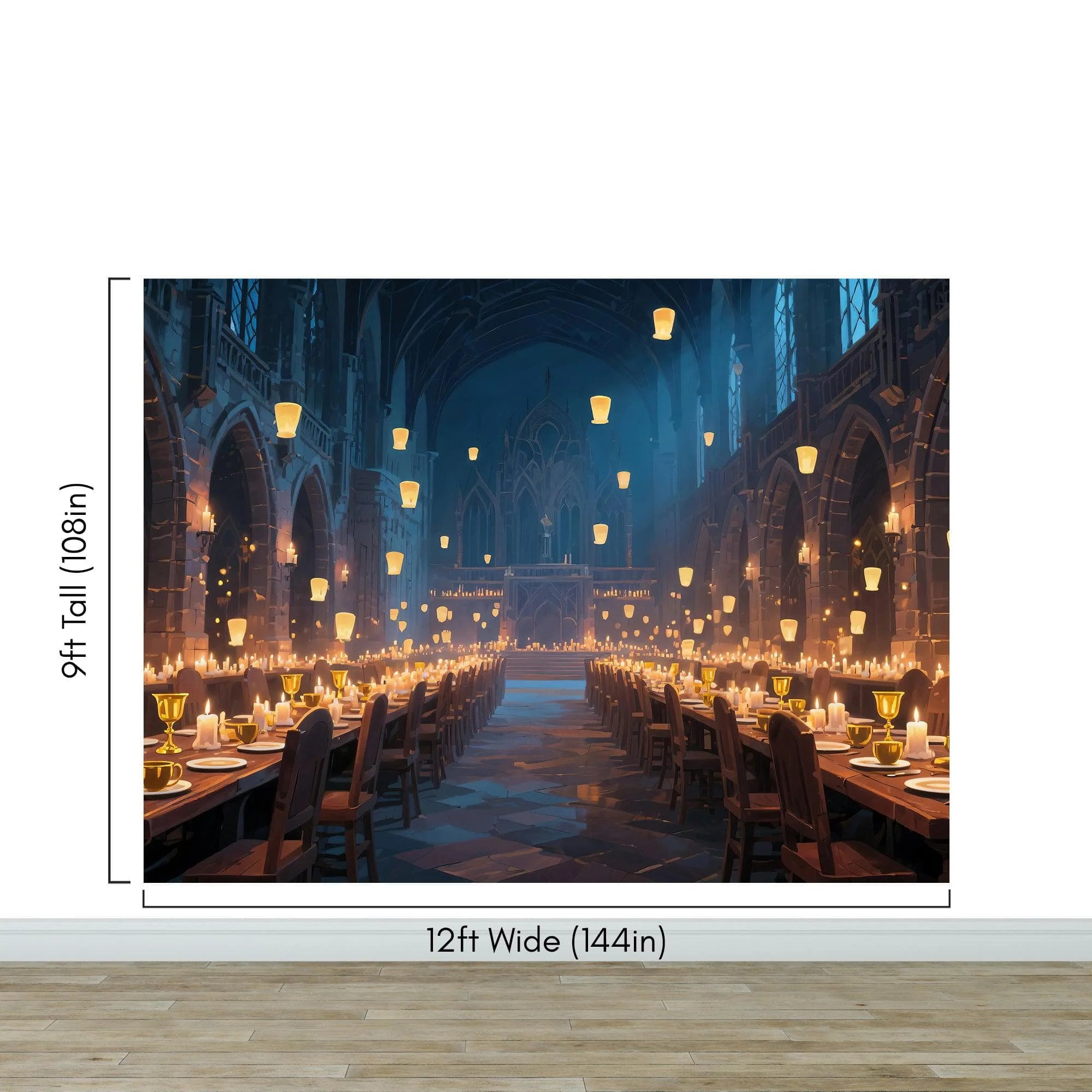 Floating Candles Great Hall Wallpaper Mural. Wizardly Dining Room Ambiance Wall Art. #6984 - Image 12