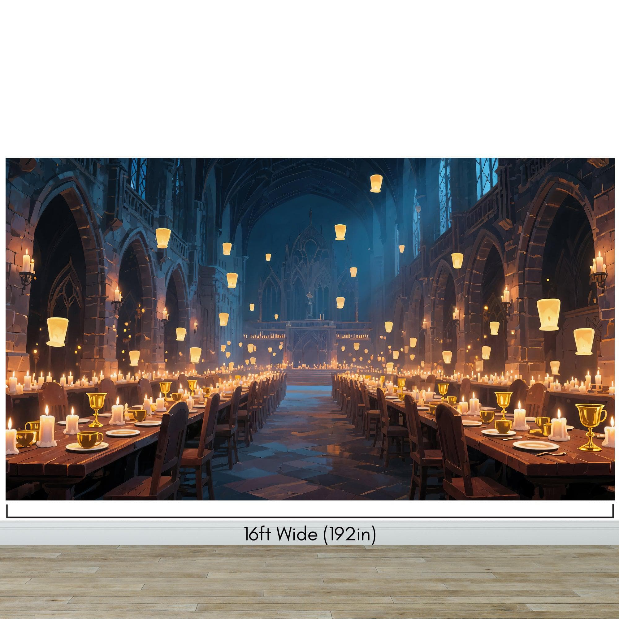Floating Candles Great Hall Wallpaper Mural. Wizardly Dining Room Ambiance Wall Art. #6984 - Image 13