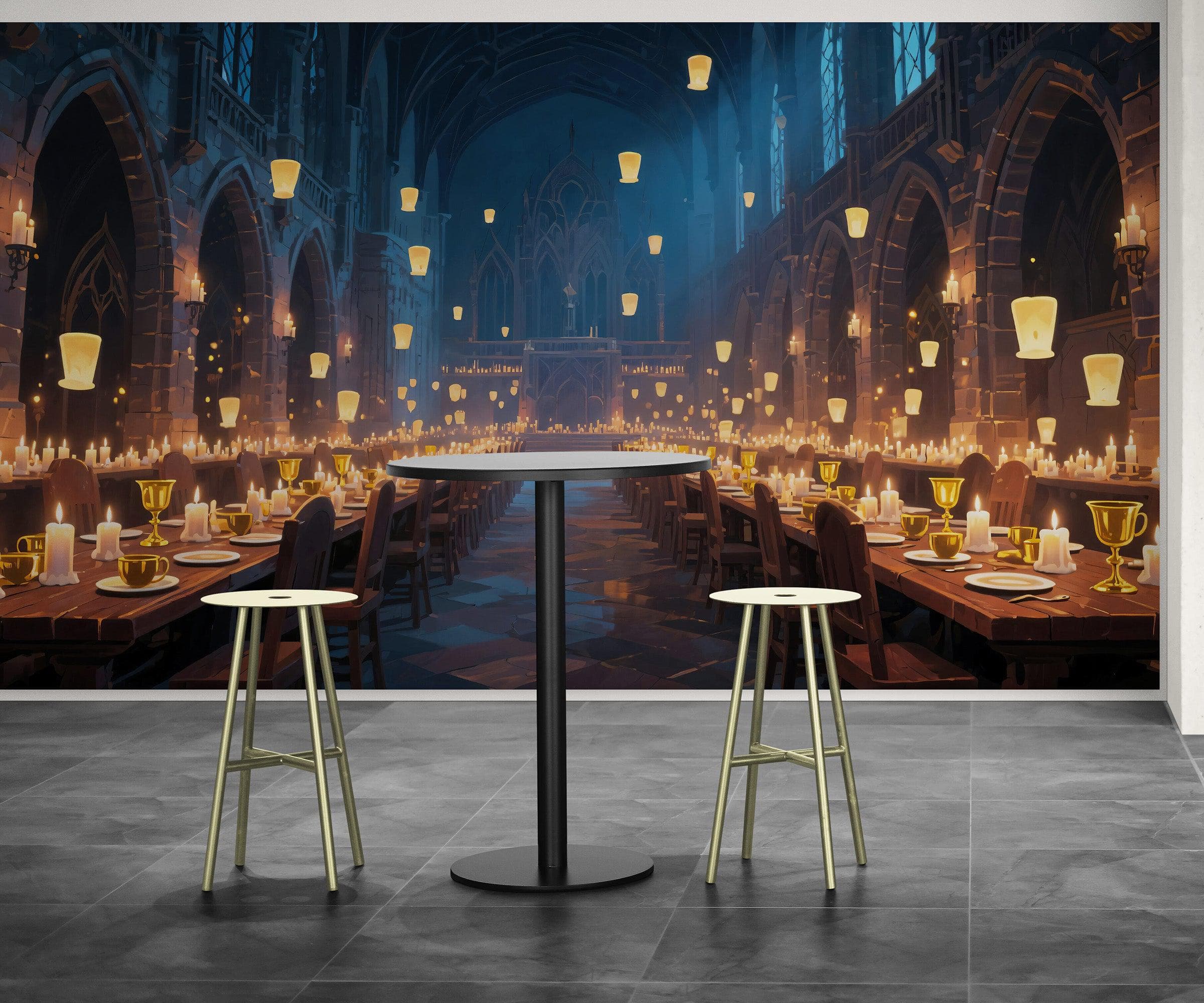 Floating Candles Great Hall Wallpaper Mural. Wizardly Dining Room Ambiance Wall Art. #6984 - Image 4