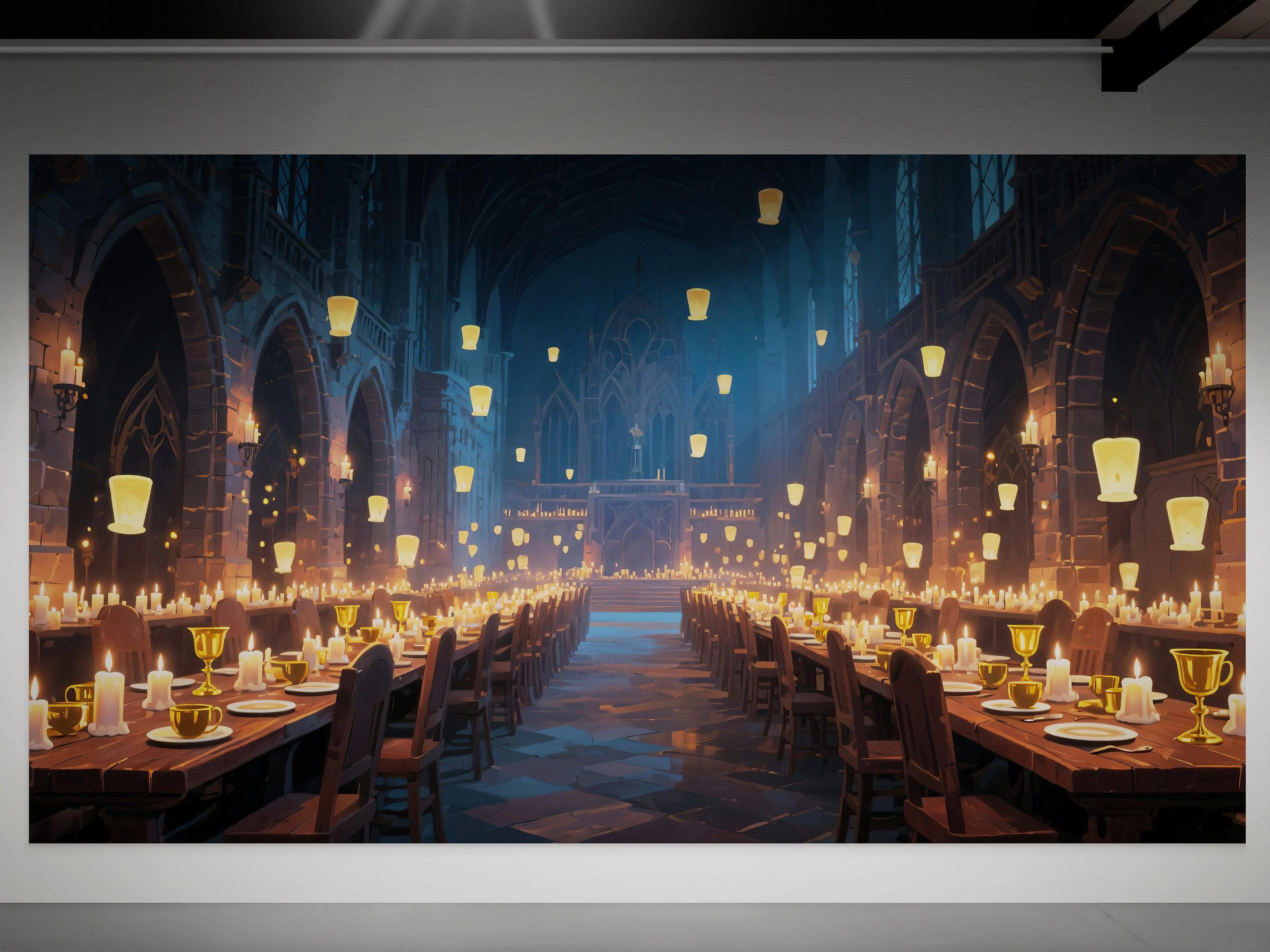 Floating Candles Great Hall Wallpaper Mural. Wizardly Dining Room Ambiance Wall Art. #6984 - Image 7