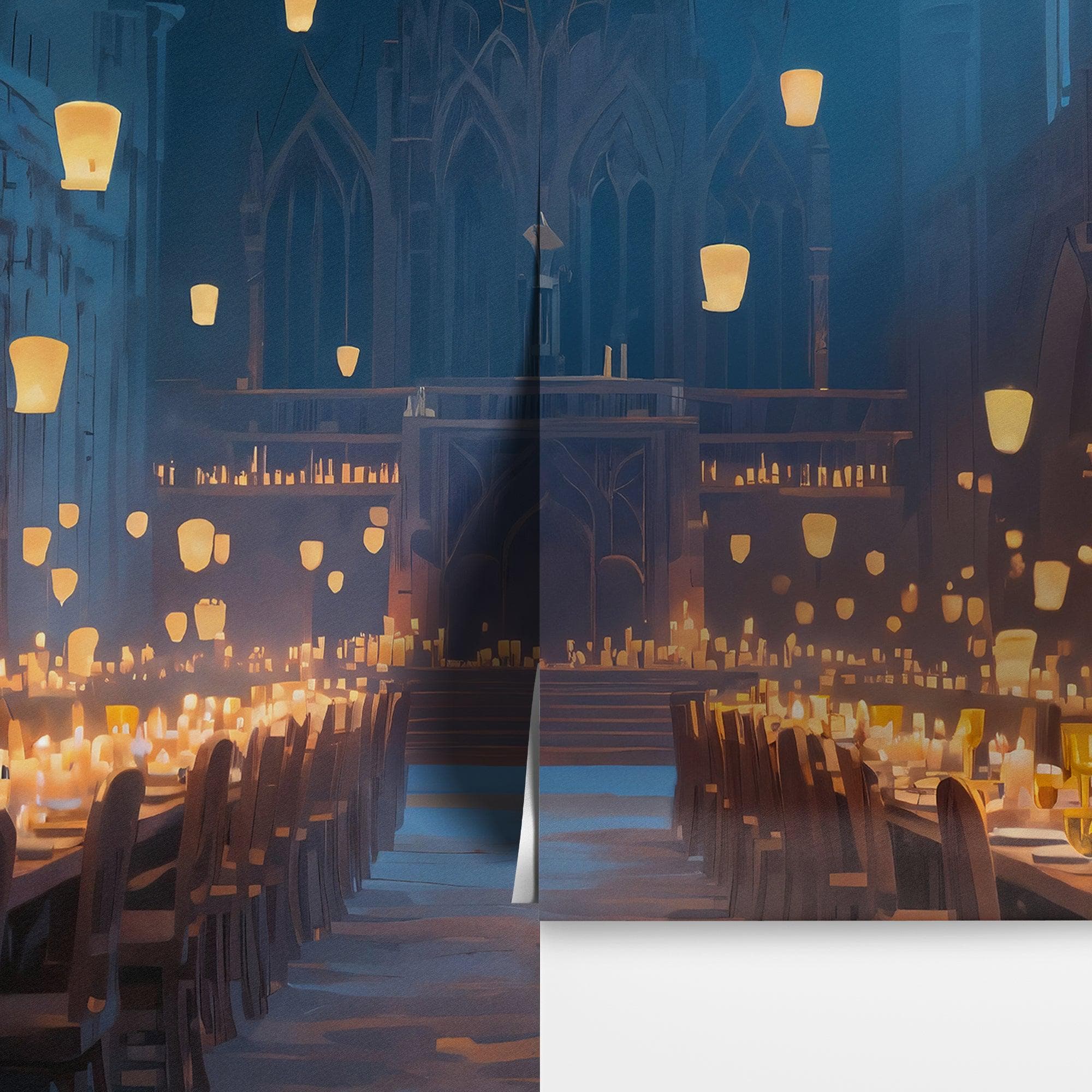 Floating Candles Great Hall Wallpaper Mural. Wizardly Dining Room Ambiance Wall Art. #6984 - Image 8