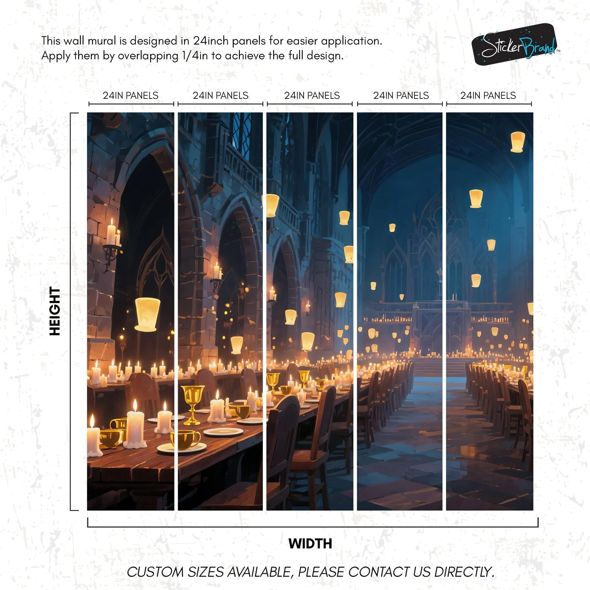 Floating Candles Great Hall Wallpaper Mural. Wizardly Dining Room Ambiance Wall Art. #6984 - Image 9