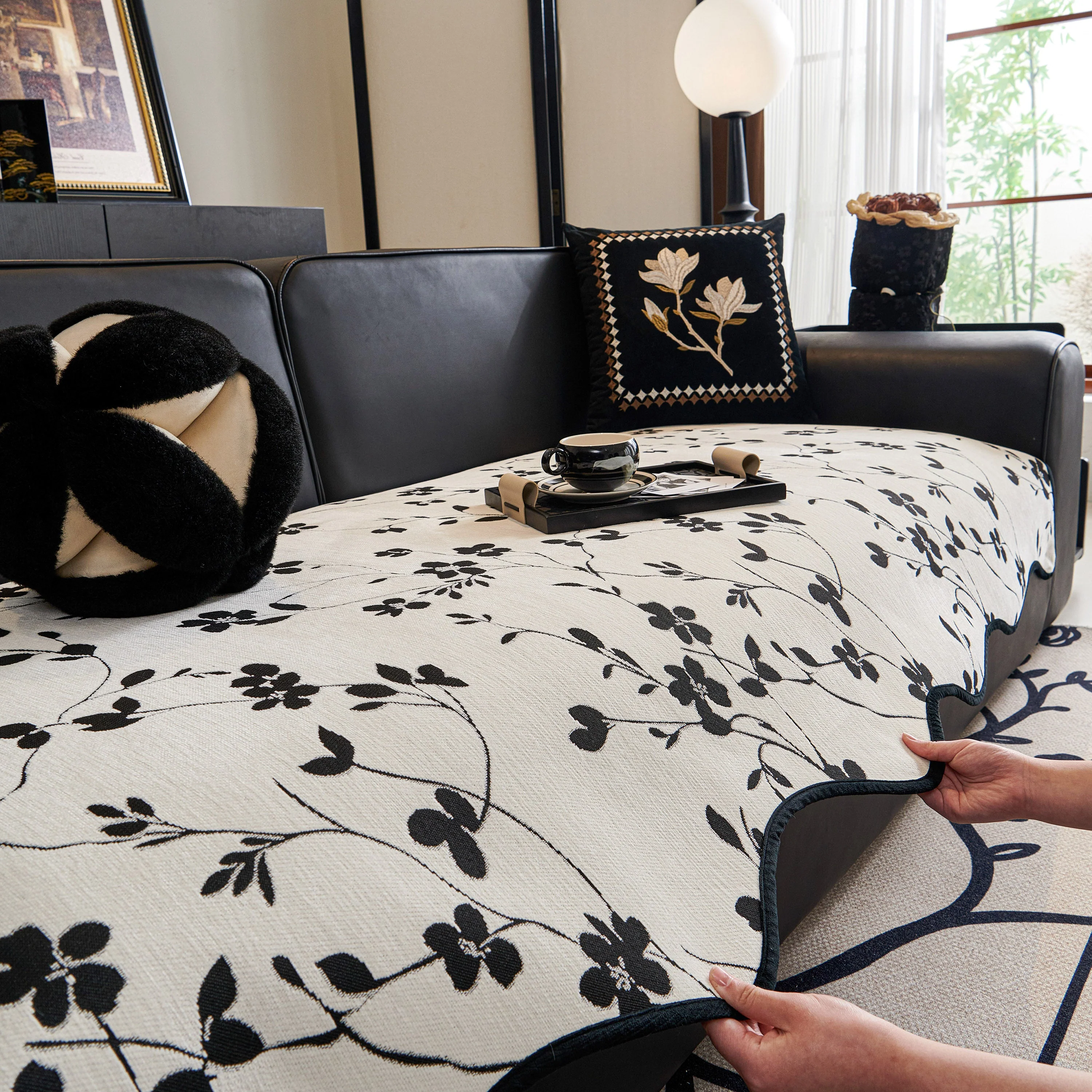 Floral Chenille Couch Cover, Non-Slip Sofa Slipcover Protector for Furniture - Image 12