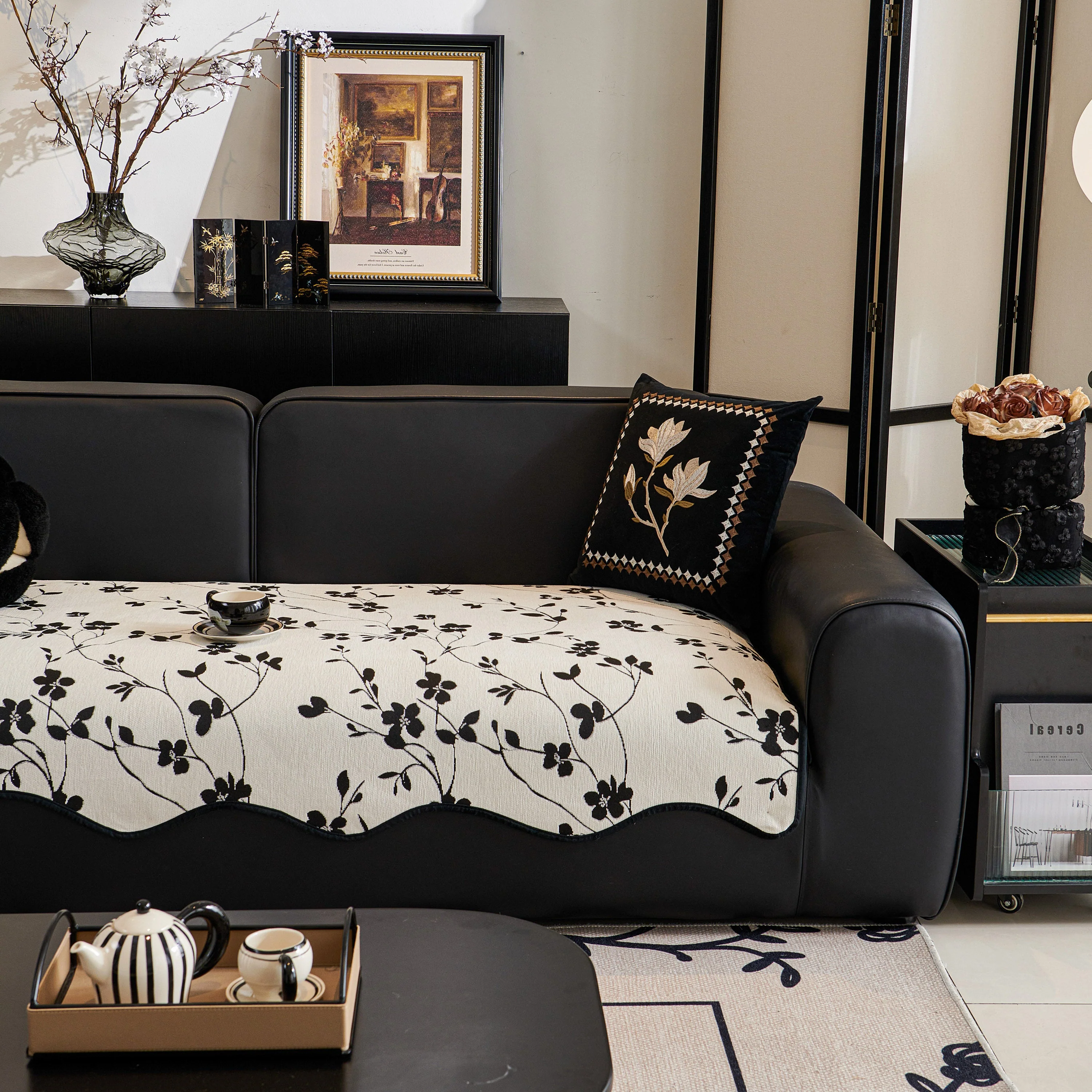Floral Chenille Couch Cover, Non-Slip Sofa Slipcover Protector for Furniture - Image 17