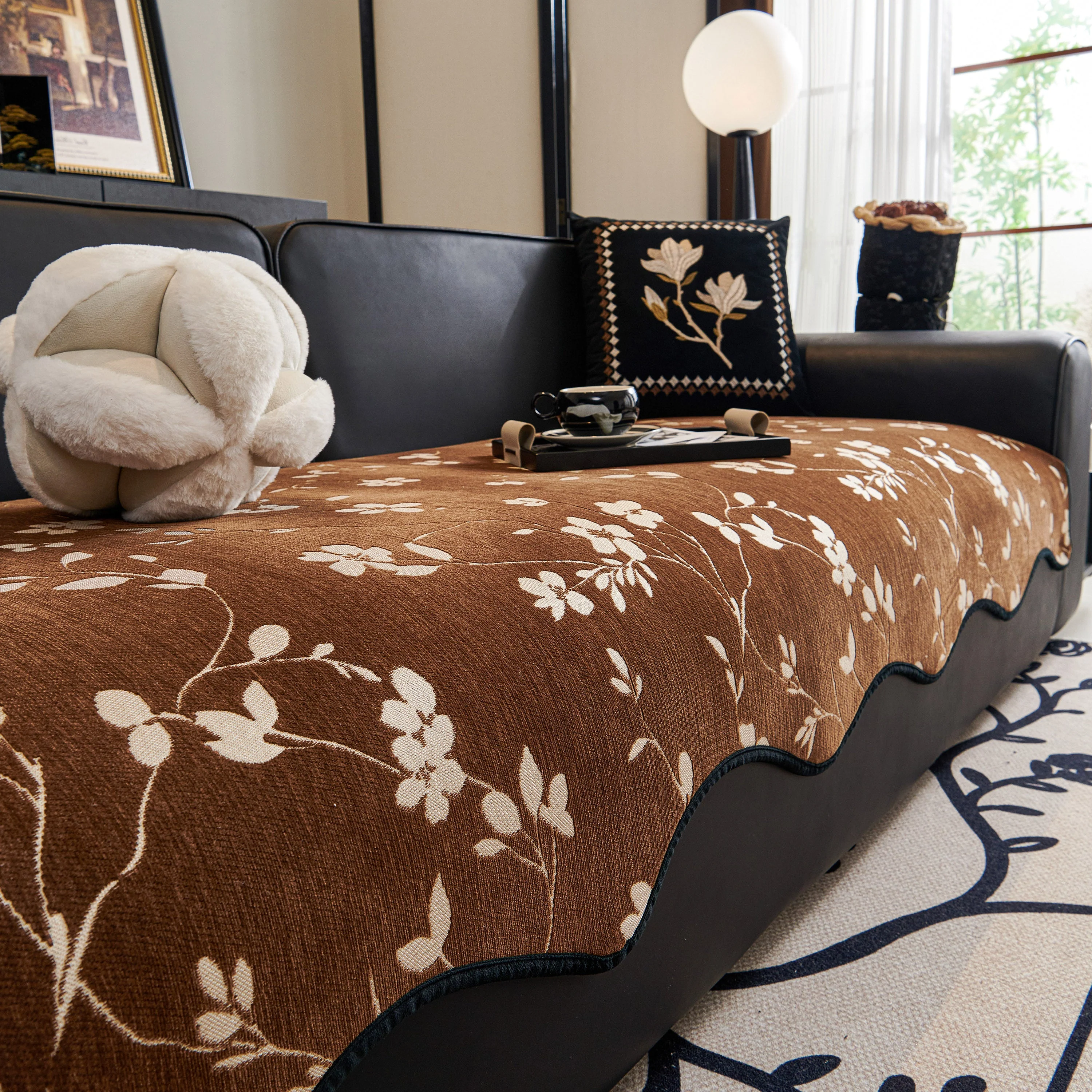 Floral Chenille Couch Cover, Non-Slip Sofa Slipcover Protector for Furniture - Image 19