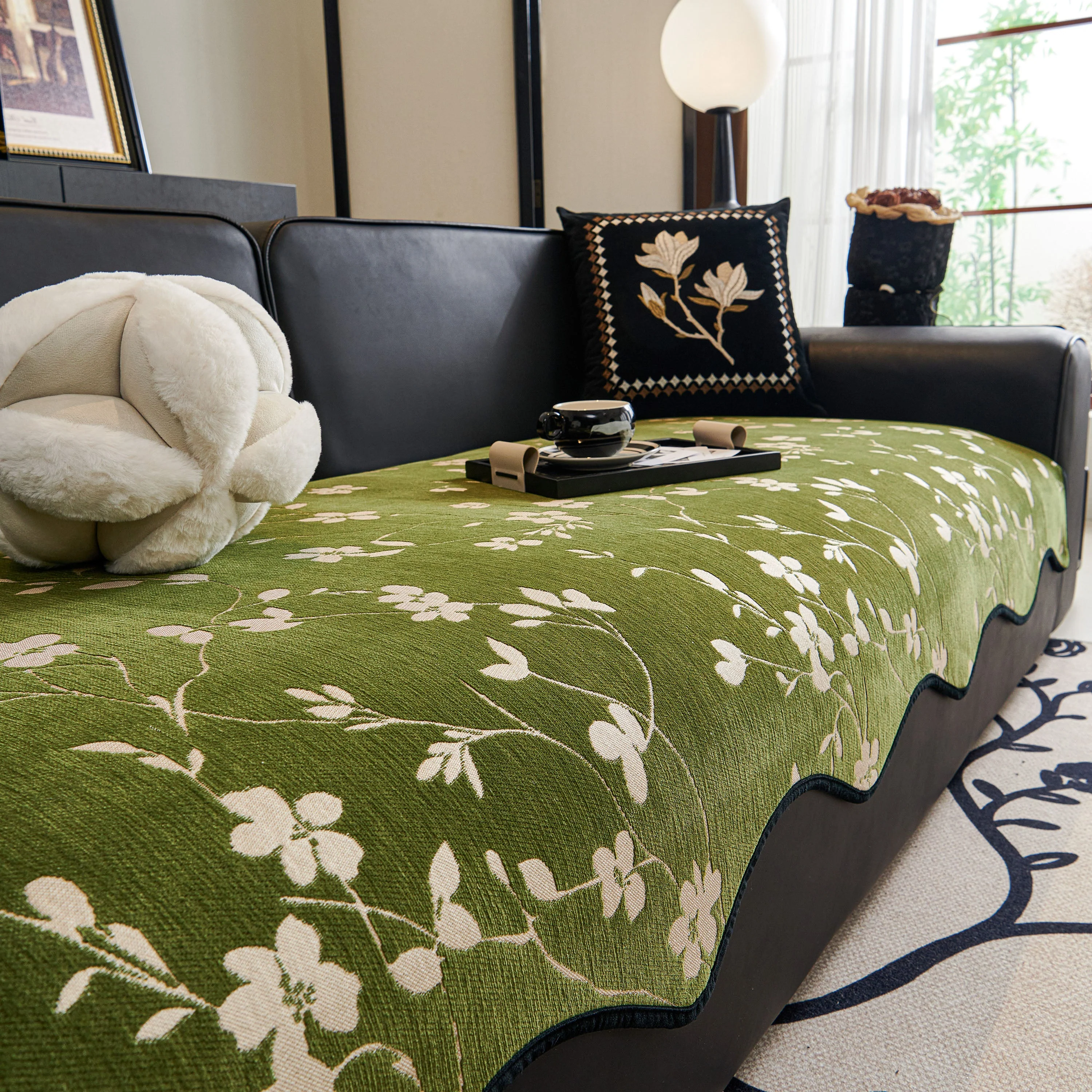 Floral Chenille Couch Cover, Non-Slip Sofa Slipcover Protector for Furniture - Image 23