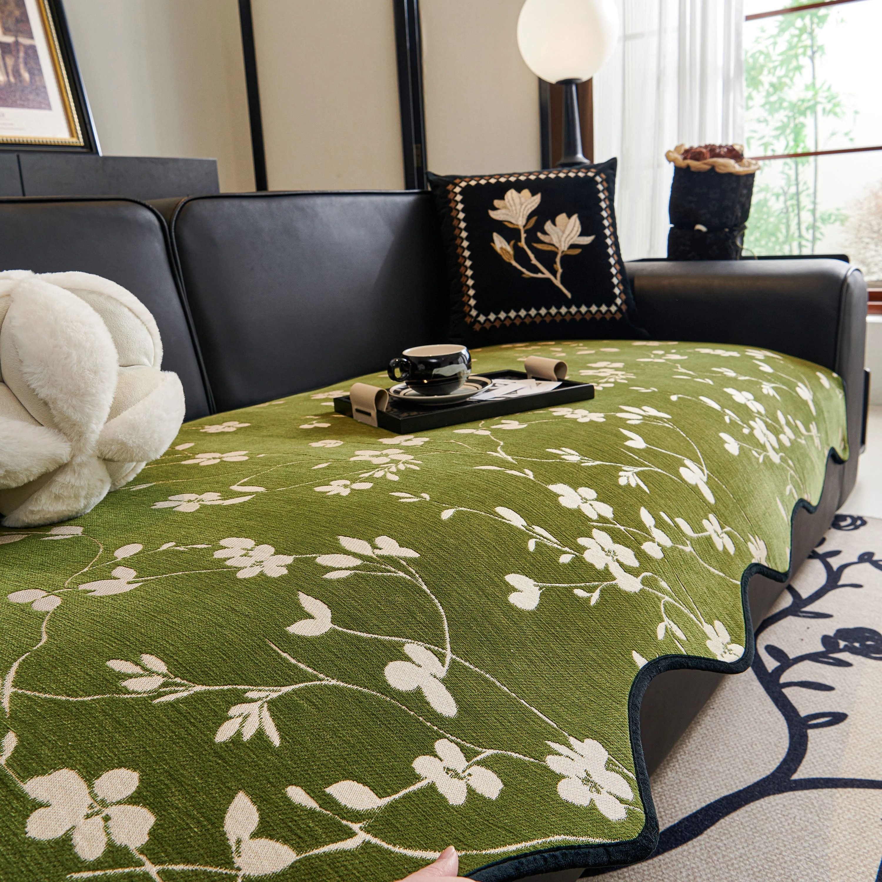 Floral Chenille Couch Cover, Non-Slip Sofa Slipcover Protector for Furniture - Image 27