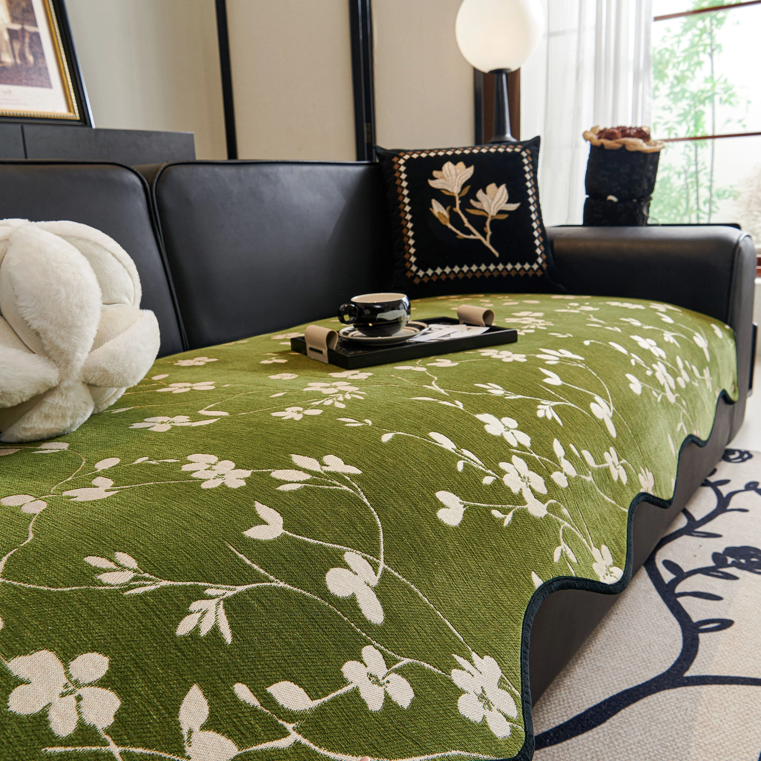 Floral Chenille Couch Cover, Non-Slip Sofa Slipcover Protector for Furniture - Image 28
