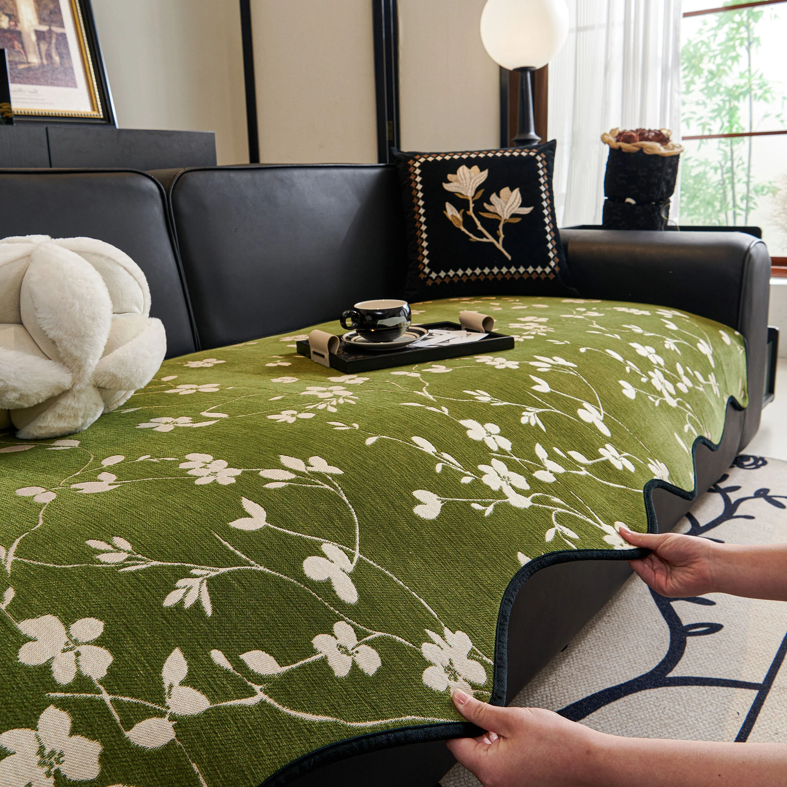 Floral Chenille Couch Cover, Non-Slip Sofa Slipcover Protector for Furniture - Image 29