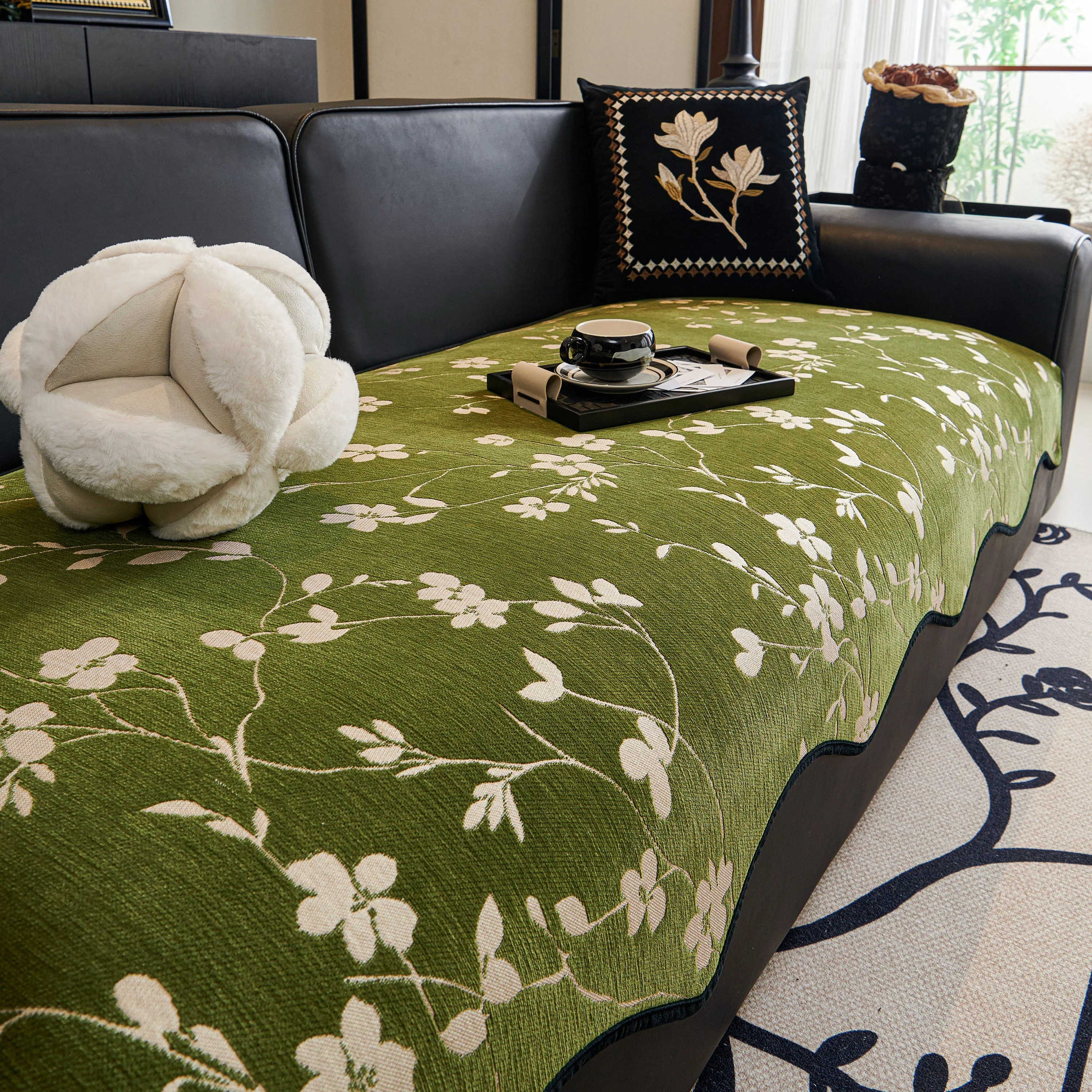 Floral Chenille Couch Cover, Non-Slip Sofa Slipcover Protector for Furniture - Image 30