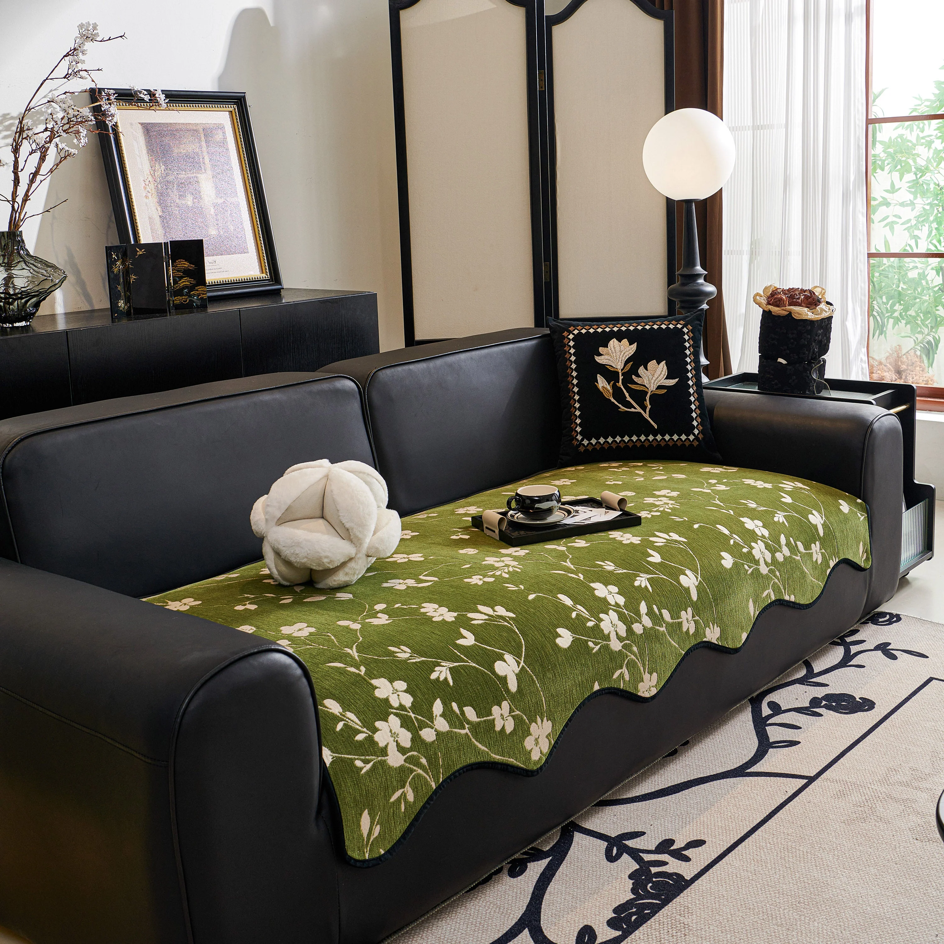 Floral Chenille Couch Cover, Non-Slip Sofa Slipcover Protector for Furniture - Image 31