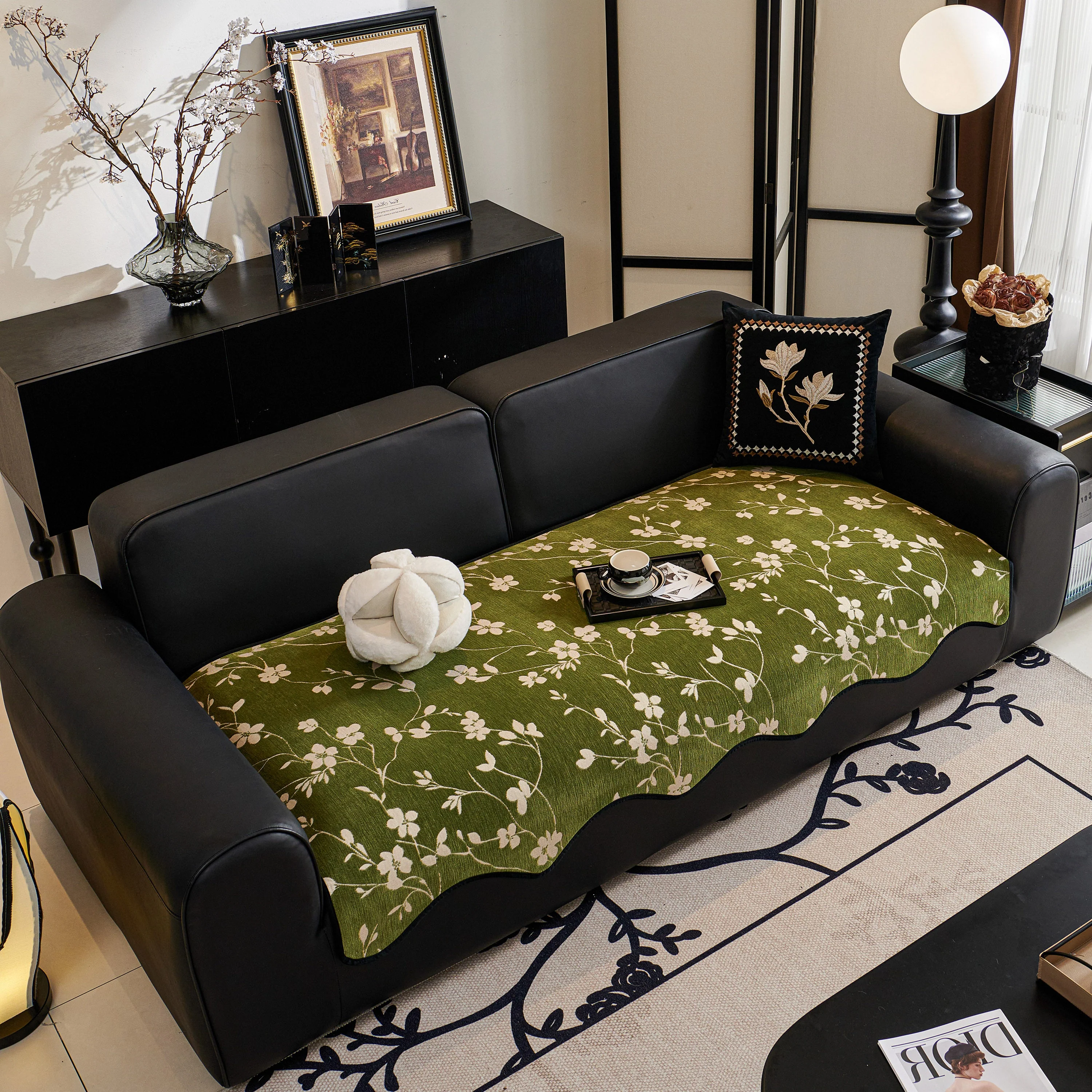 Floral Chenille Couch Cover, Non-Slip Sofa Slipcover Protector for Furniture - Image 35
