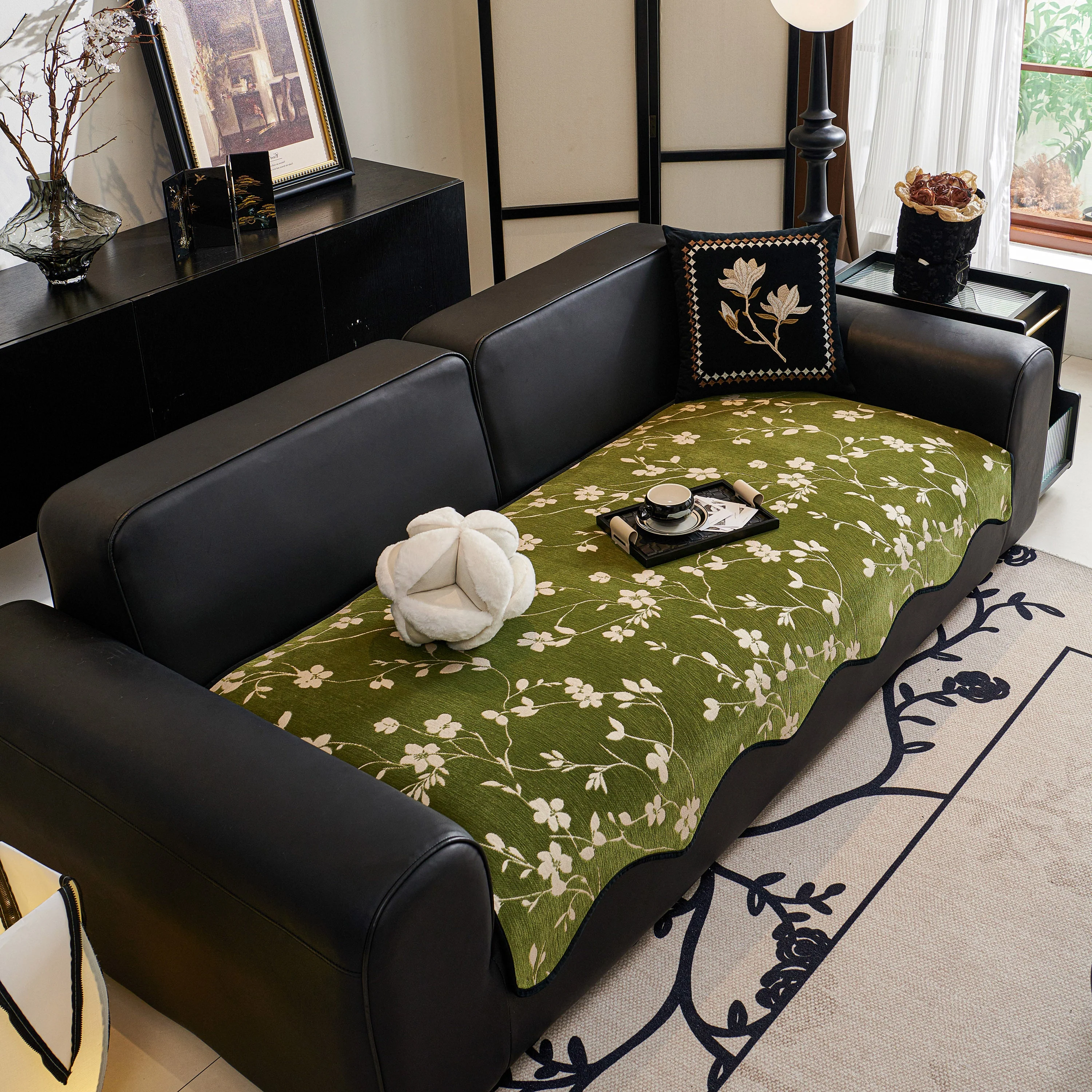 Floral Chenille Couch Cover, Non-Slip Sofa Slipcover Protector for Furniture - Image 36