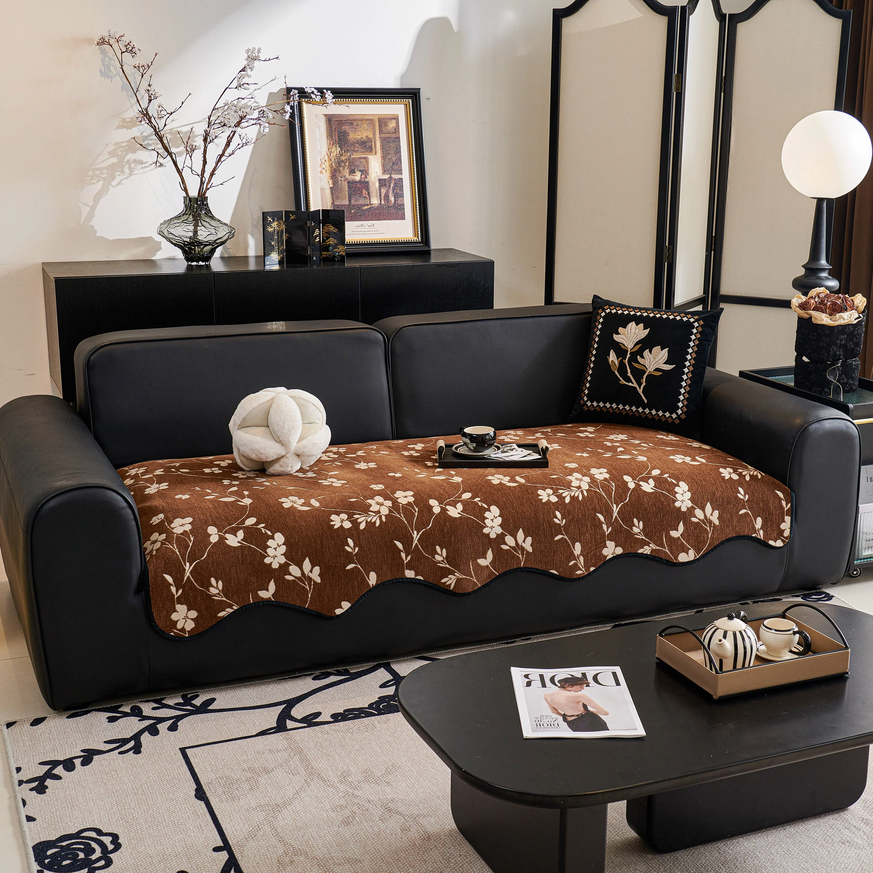 Floral Chenille Couch Cover, Non-Slip Sofa Slipcover Protector for Furniture - Image 45