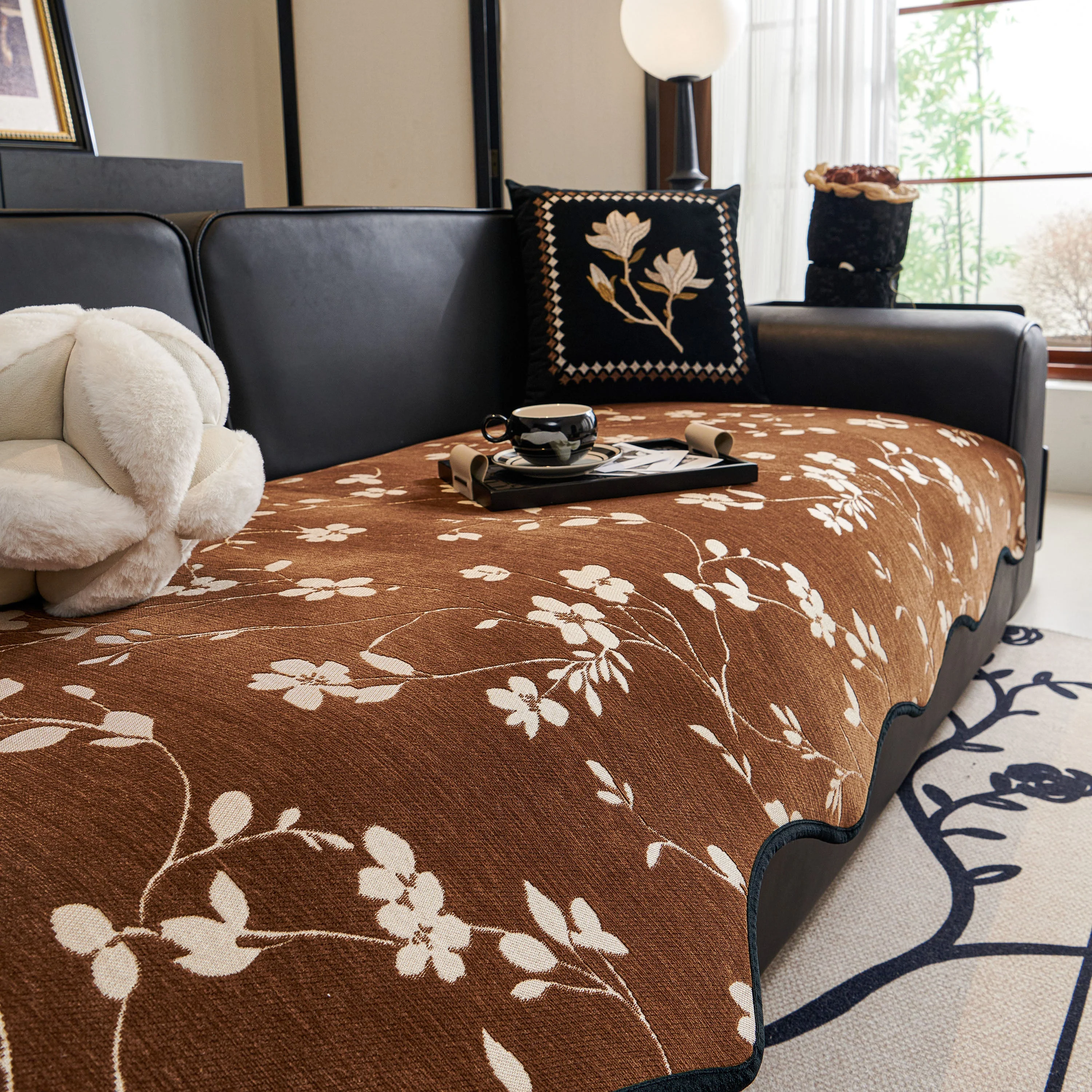 Floral Chenille Couch Cover, Non-Slip Sofa Slipcover Protector for Furniture - Image 46