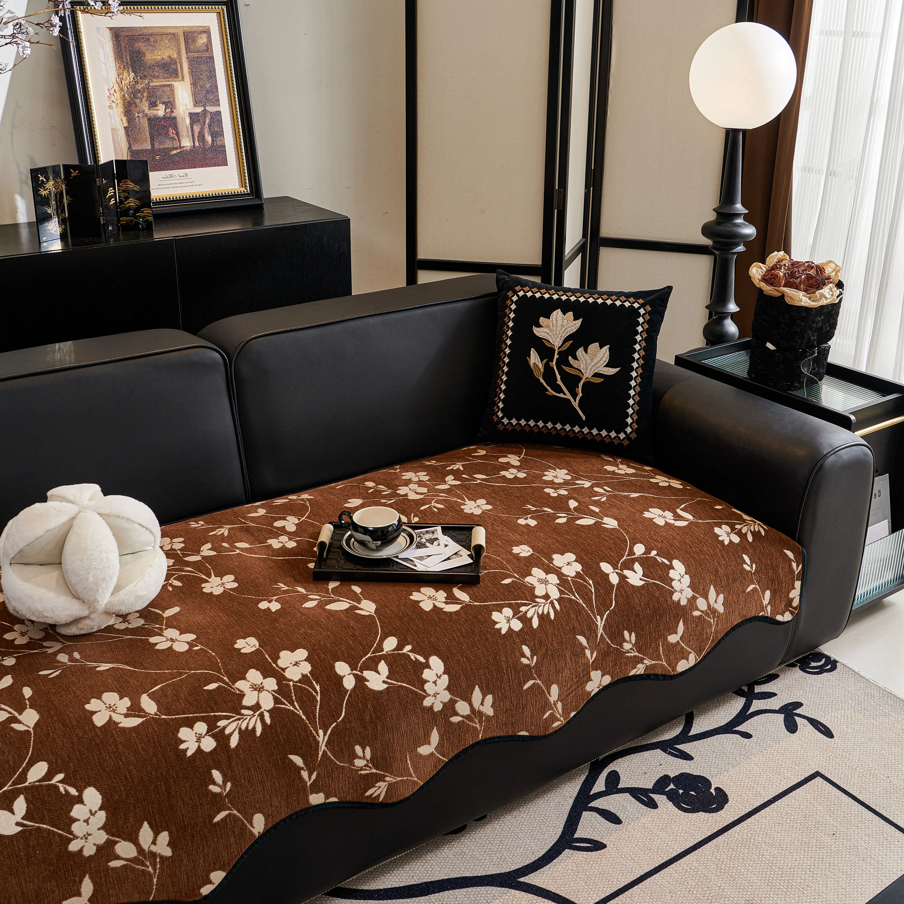Floral Chenille Couch Cover, Non-Slip Sofa Slipcover Protector for Furniture - Image 47