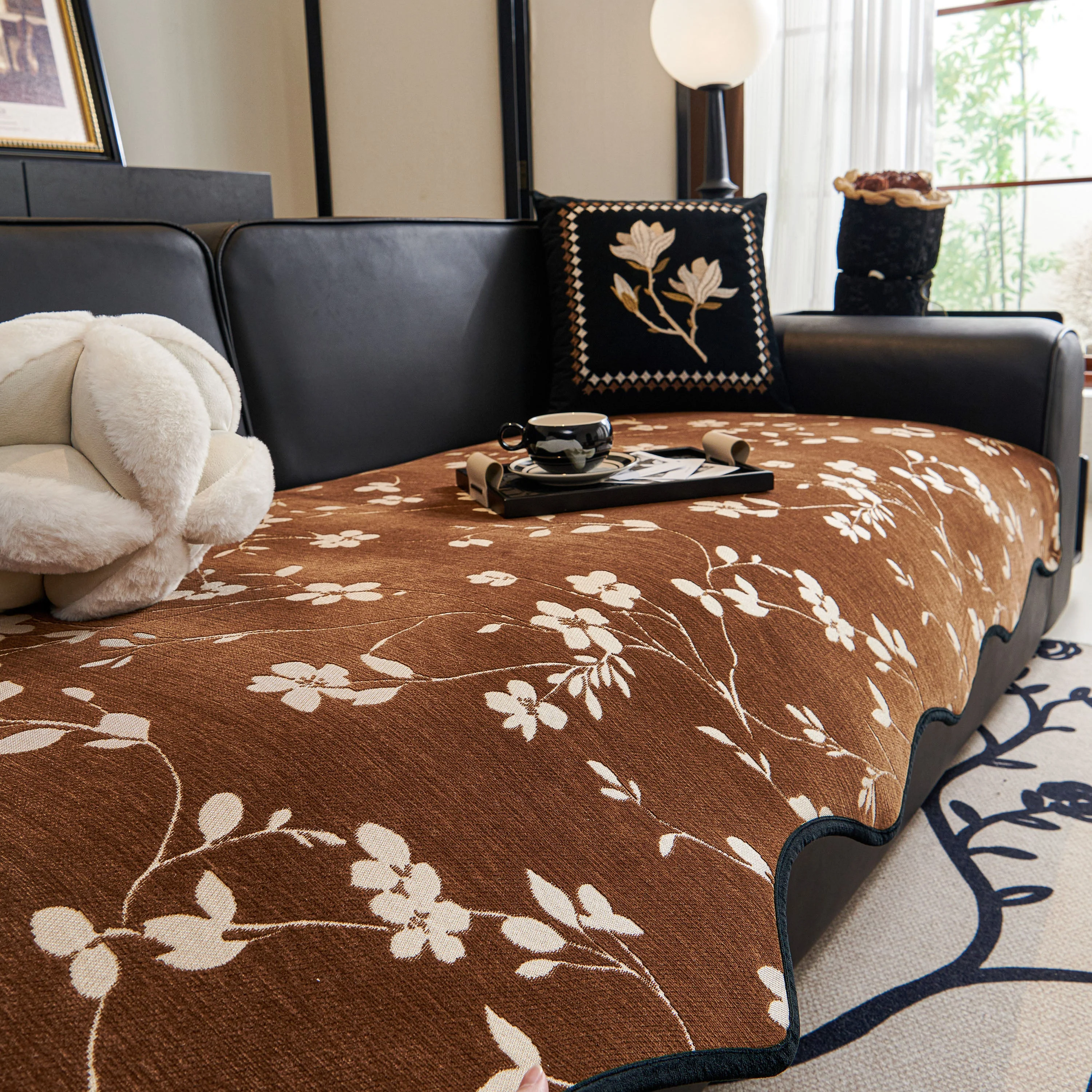 Floral Chenille Couch Cover, Non-Slip Sofa Slipcover Protector for Furniture - Image 49