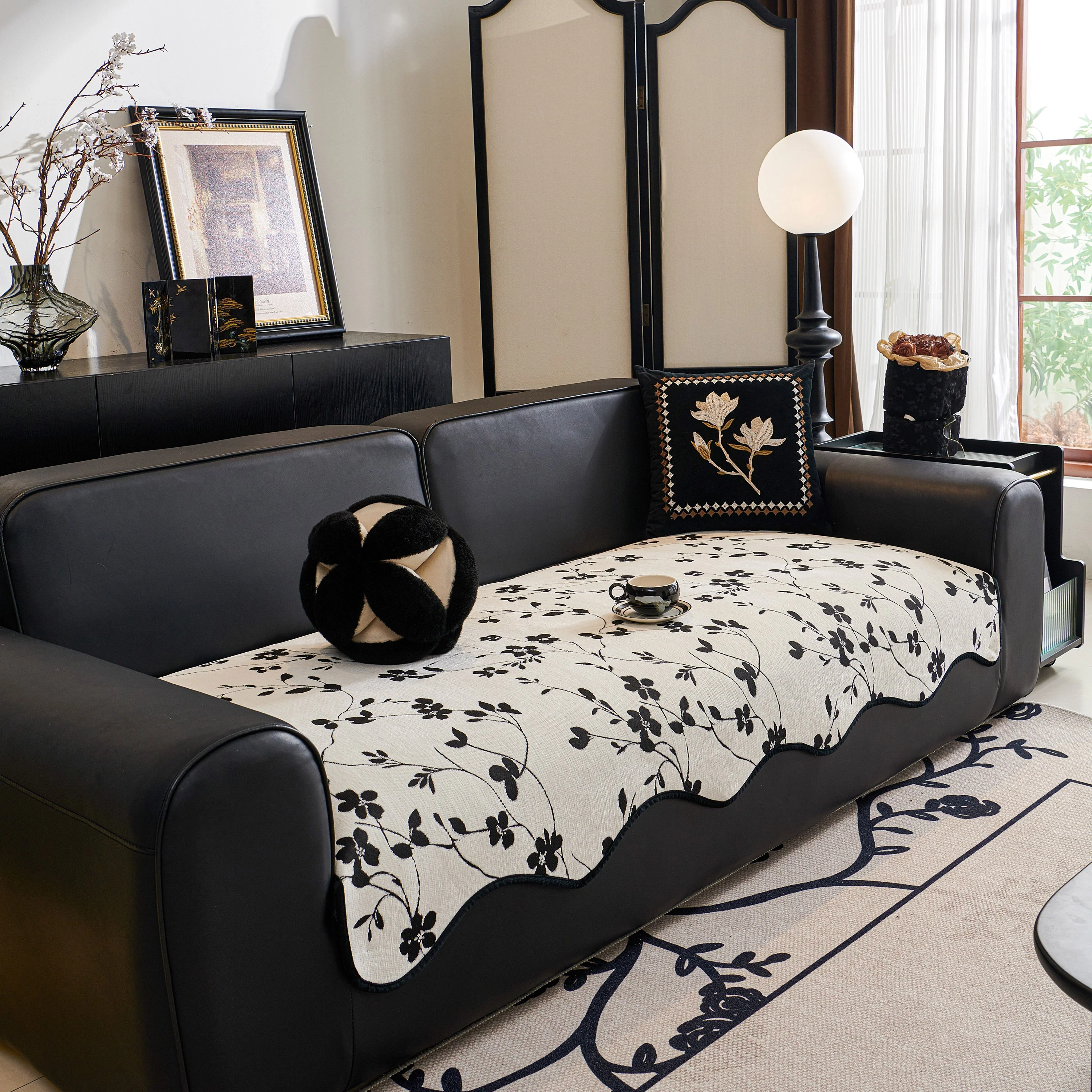 Floral Chenille Couch Cover, Non-Slip Sofa Slipcover Protector for Furniture - Image 5