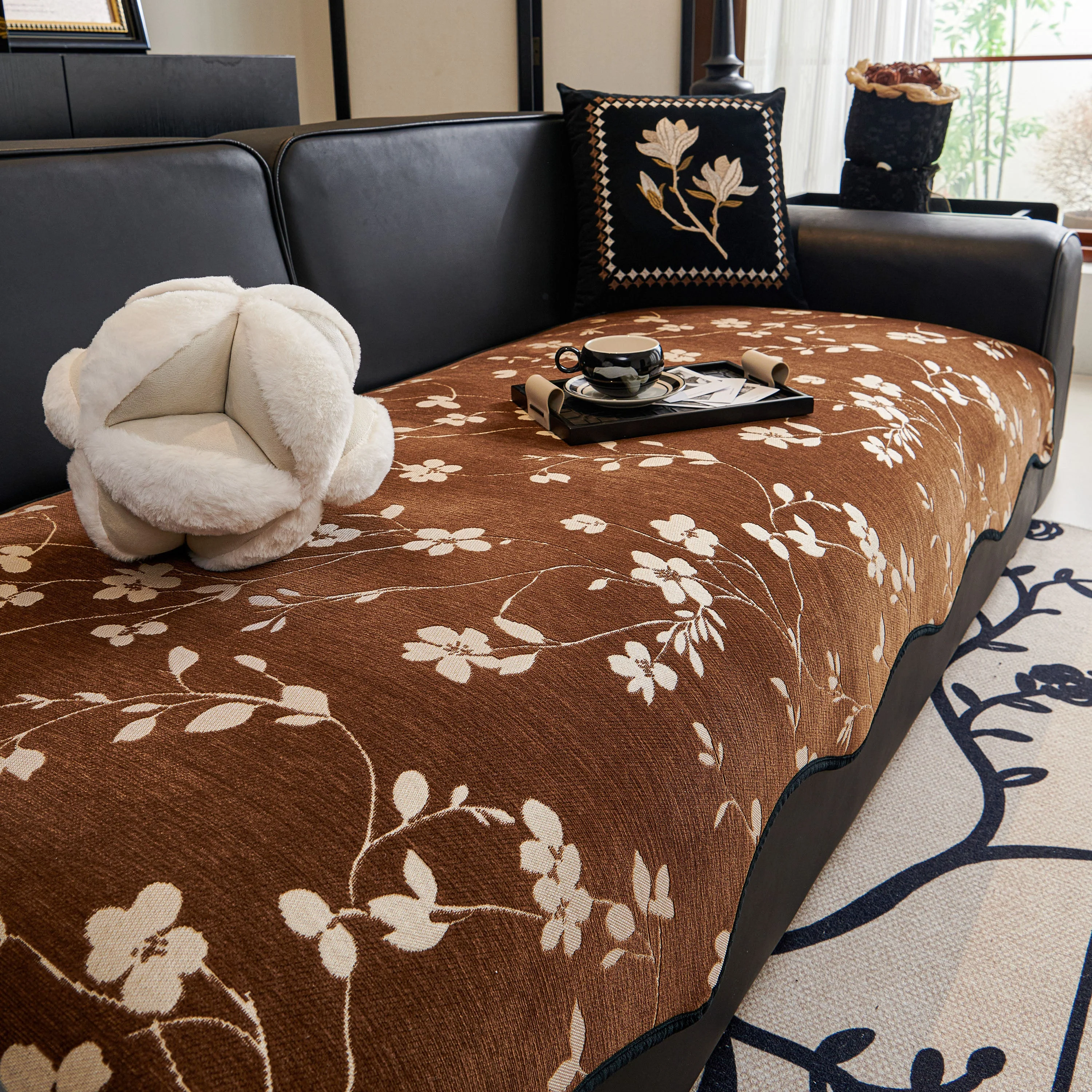 Floral Chenille Couch Cover, Non-Slip Sofa Slipcover Protector for Furniture - Image 50