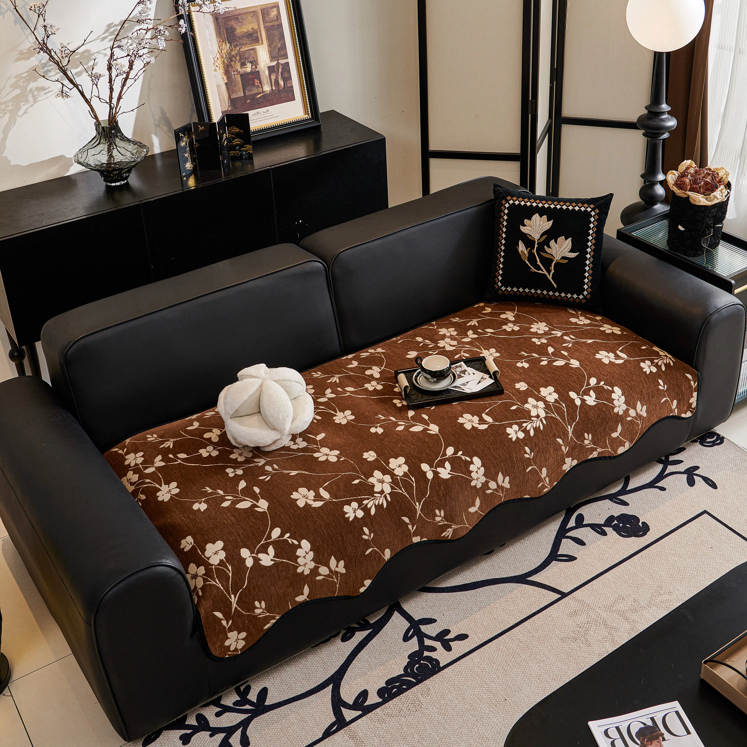 Floral Chenille Couch Cover, Non-Slip Sofa Slipcover Protector for Furniture - Image 55