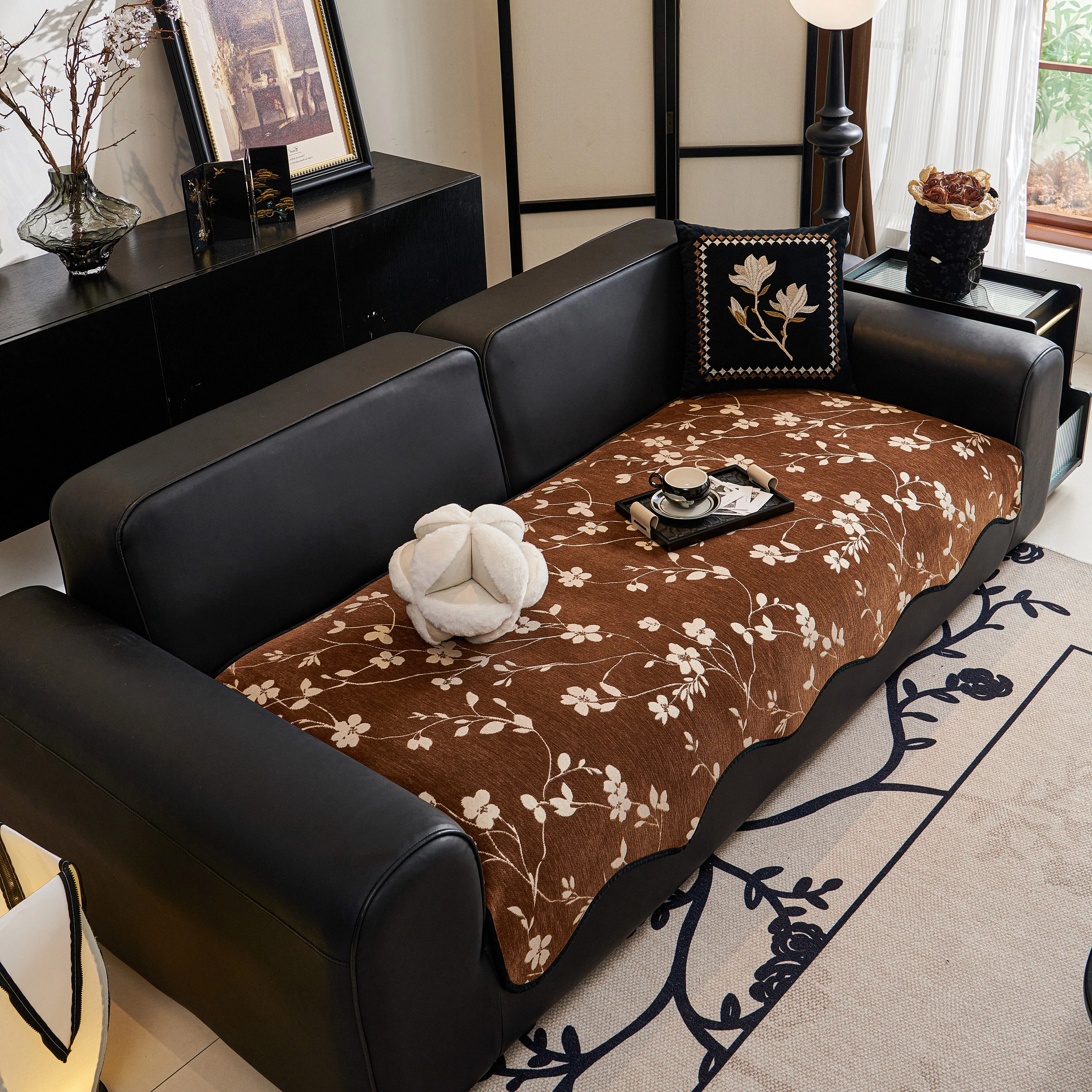 Floral Chenille Couch Cover, Non-Slip Sofa Slipcover Protector for Furniture - Image 56