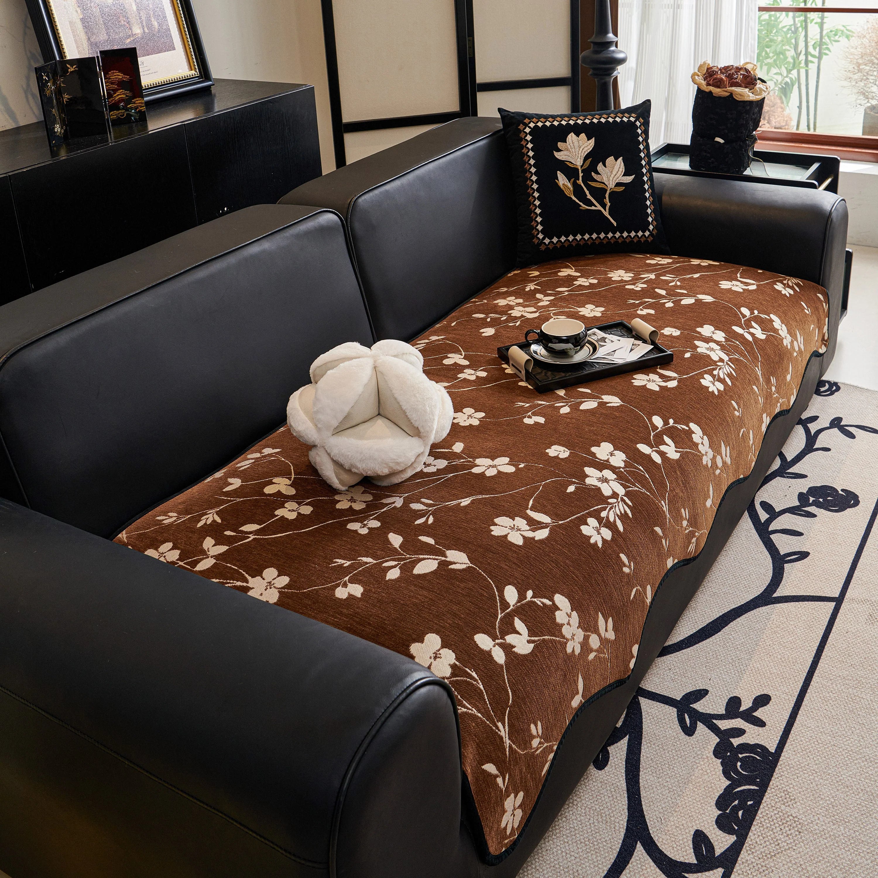 Floral Chenille Couch Cover, Non-Slip Sofa Slipcover Protector for Furniture - Image 57