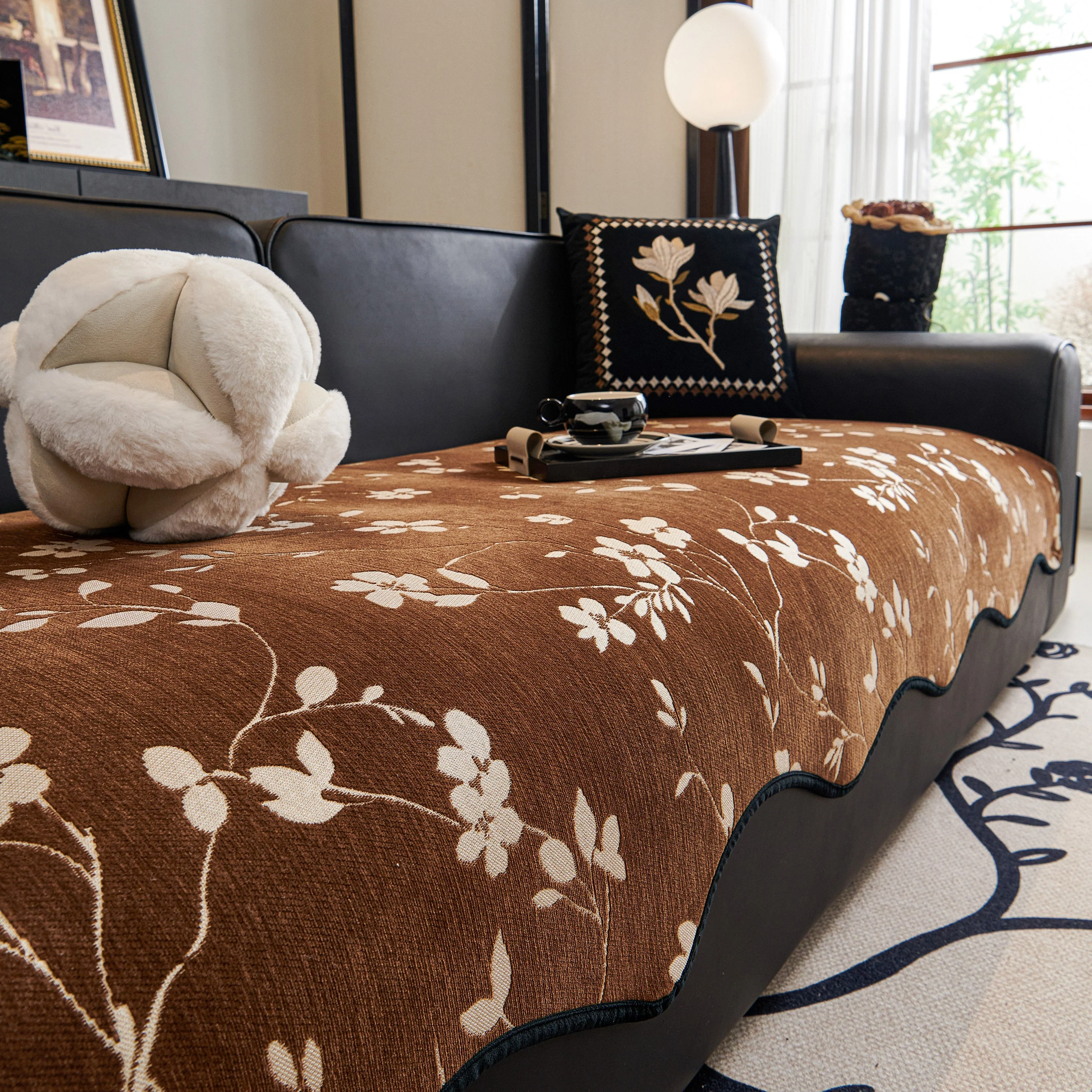 Floral Chenille Couch Cover, Non-Slip Sofa Slipcover Protector for Furniture - Image 58