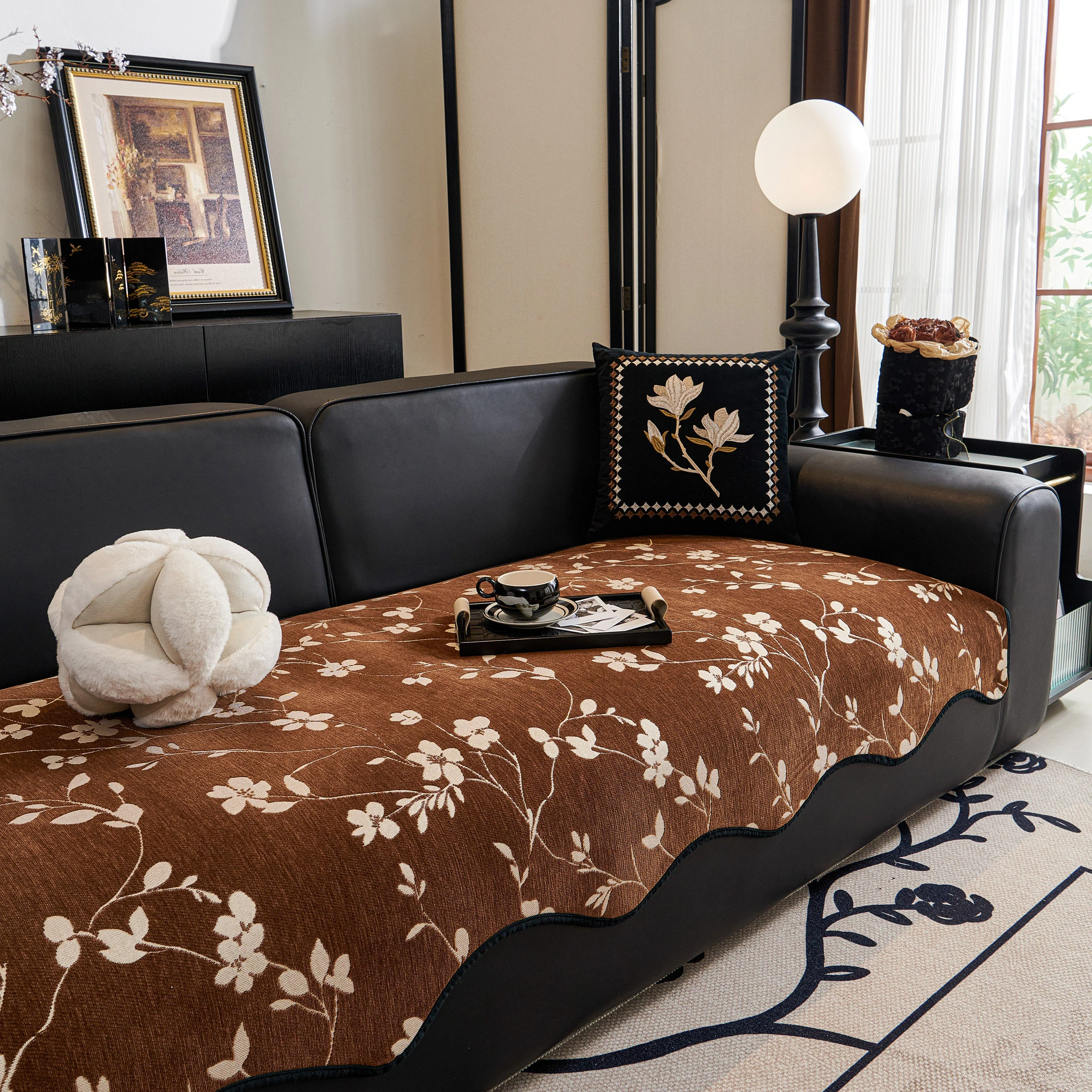 Floral Chenille Couch Cover, Non-Slip Sofa Slipcover Protector for Furniture - Image 60