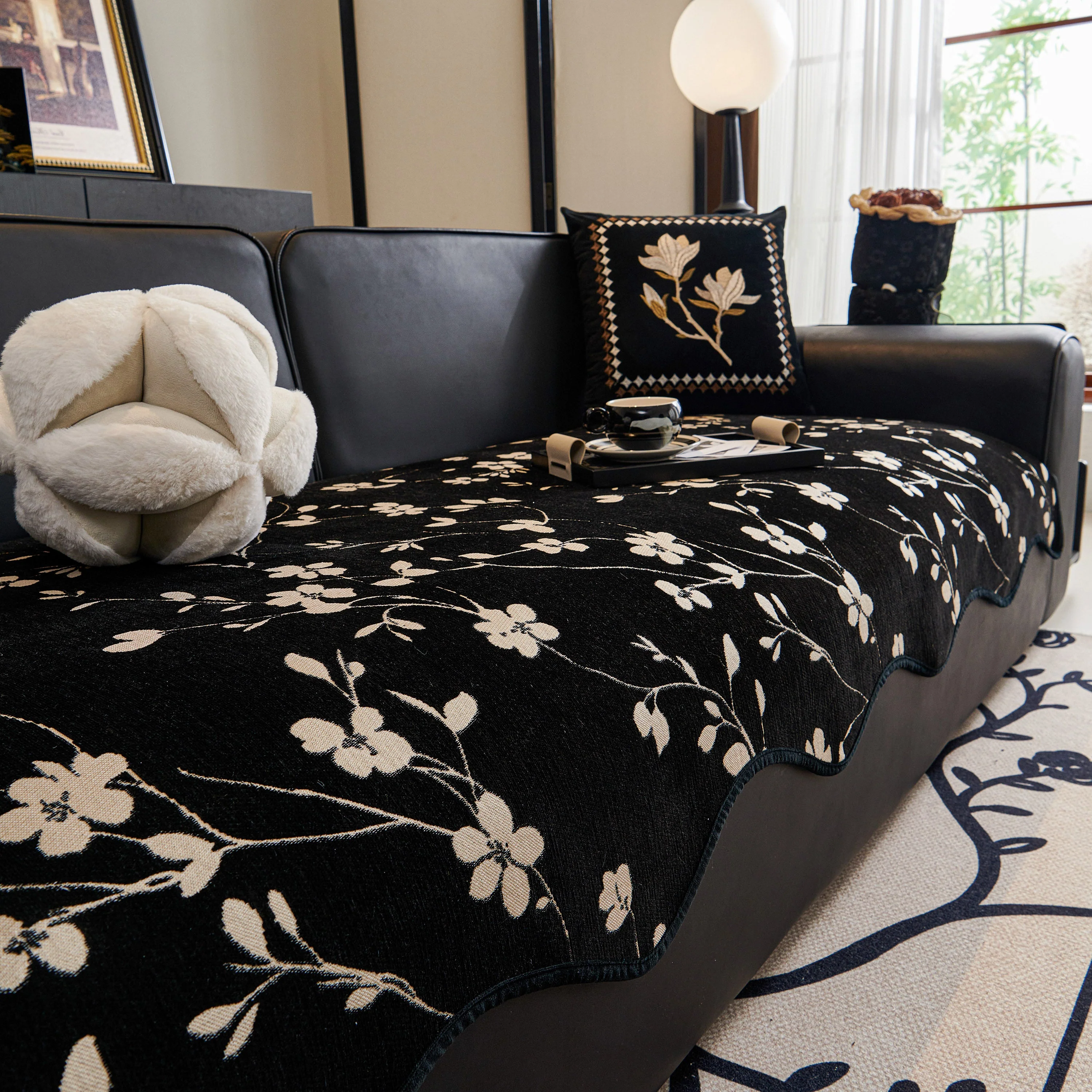 Floral Chenille Couch Cover, Non-Slip Sofa Slipcover Protector for Furniture - Image 68