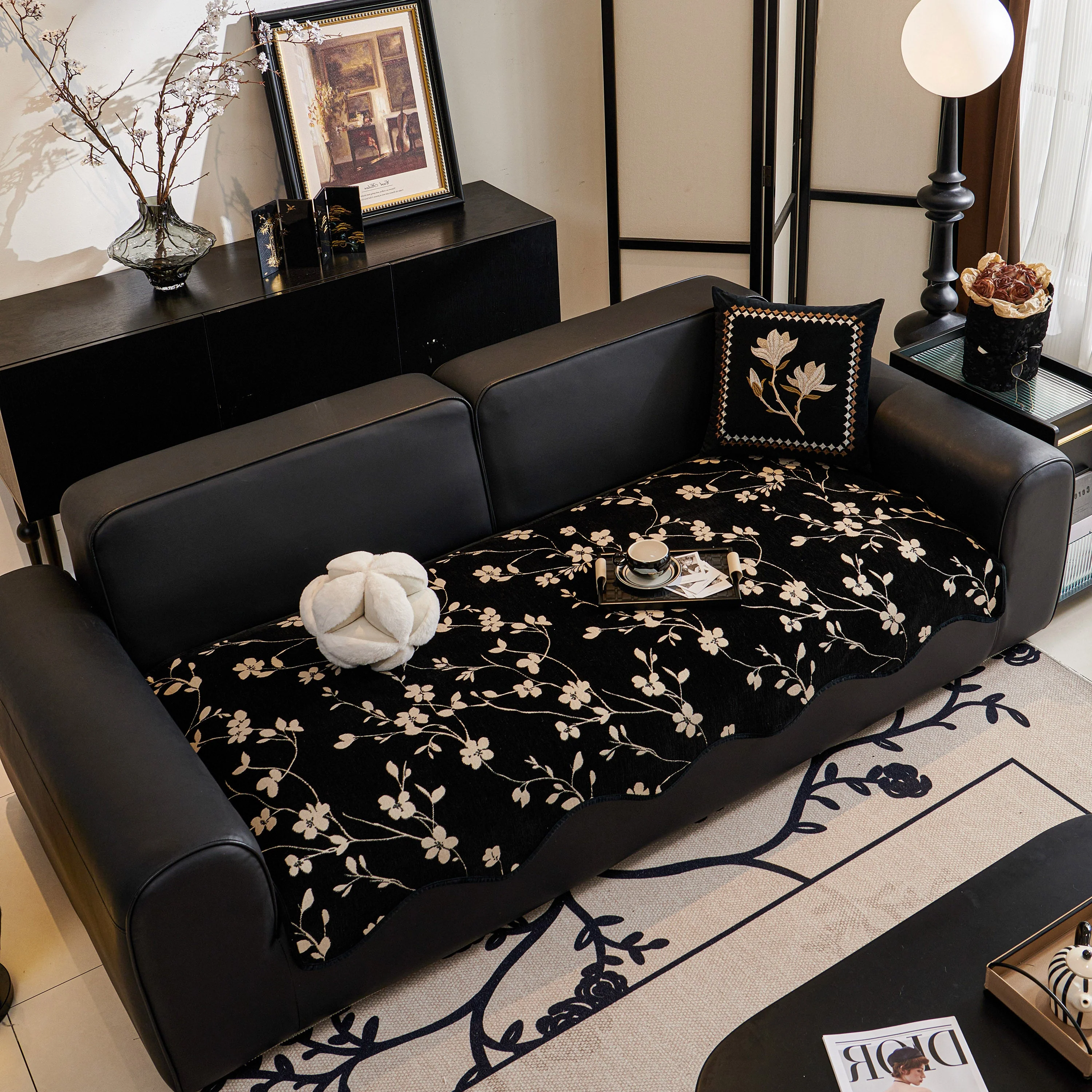 Floral Chenille Couch Cover, Non-Slip Sofa Slipcover Protector for Furniture - Image 71