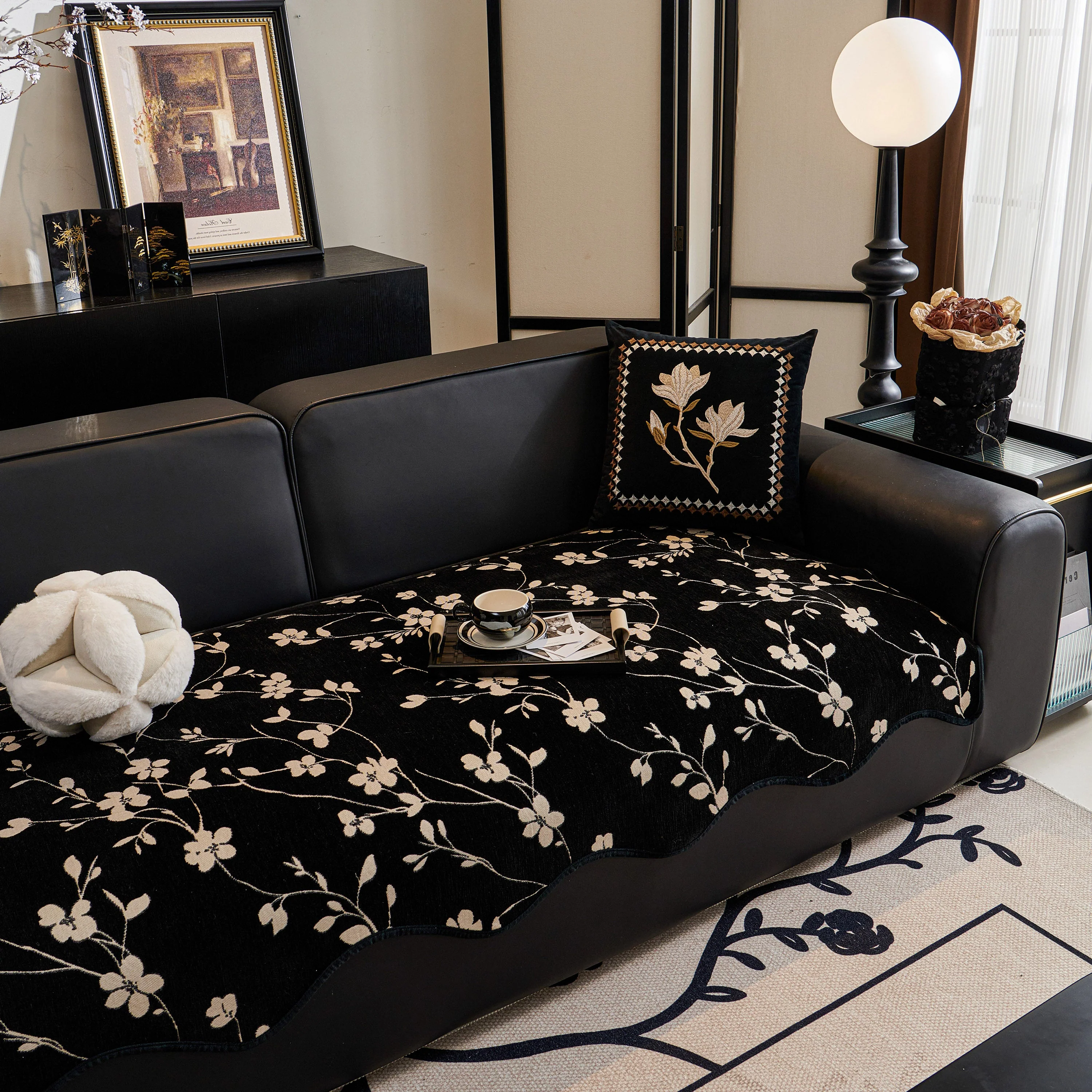 Floral Chenille Couch Cover, Non-Slip Sofa Slipcover Protector for Furniture - Image 74